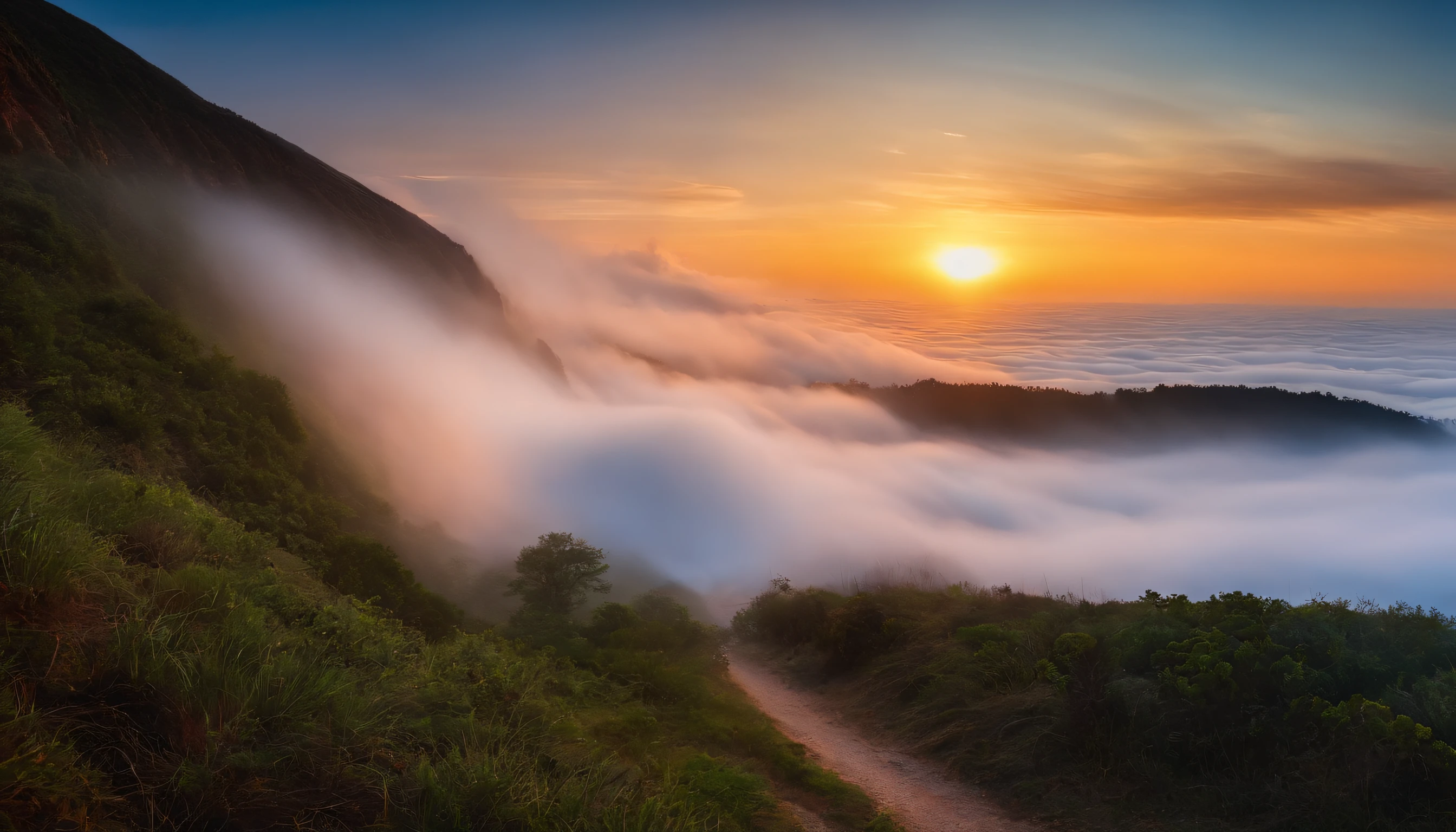 riding the wave,Cloud fog,in the early morning