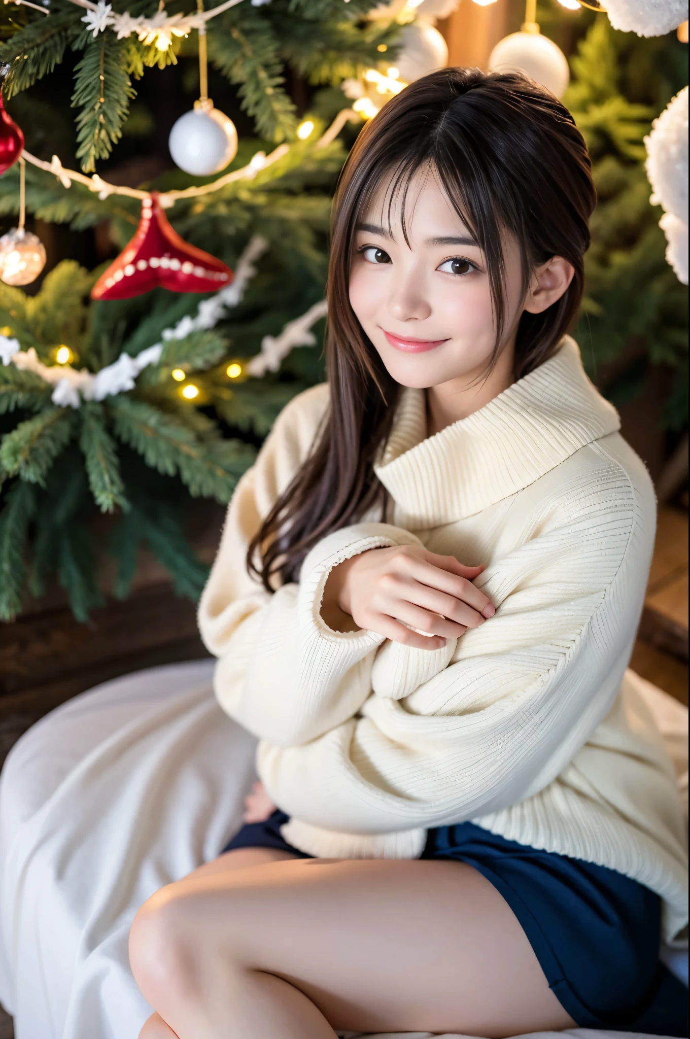 (Best Quality,4K,hight resolution,masutepiece:1.2),Realistic,Christmas,girl (15 years old),Hugging a big teddy bear、(fullnude)、sideshot、Looking up at the night sky、a closeup,Snow falling in the background,Winter wonderland,Joyful expression,Magical atmosphere,Soft lighting,Vibrant colors,Happiness,Welcoming environment,Warmth,Shortcut Hair,Shimmering decoration,Twinkling lights,wrapped present,magic snowflake,Christmas tree with ornaments,log cabin,Peace and quiet,Excitement and anticipation,Snowy landscape,Enchanted moments,Upholstered stockings