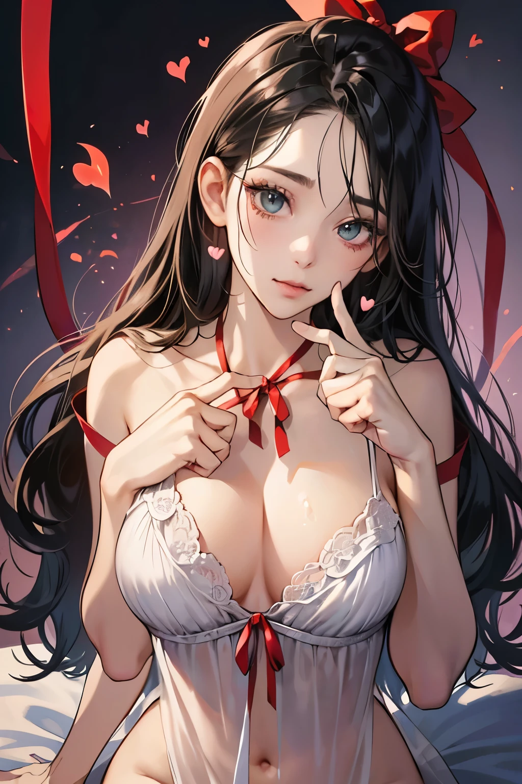 (masutepiece, Digital Art, Digital Illustration, 4K, 8K, Ultra-detailed, beautiful image, Sharp Image, Photorealistic, Raw photo, Perfect face, Perfect lines, Perfect eyes, Soft lighting) 1 woman, (Long Black Hair,straight haired,Bullish gaze,Beautie,femele、Solid makeup,23 years old female,small tits:1.3),Two handsome embers in suits, (ember,Ember sex is in a suit,well-muscled,Firm shoulder width, ember saw,Boyish hairstyle,English gentlemanly style,30's ember with a cool expression,28 year old ember with a bright smile:1.2),A bed room full of light、a bed、lace nightgown、the kiss、kiss、a couple、couple kissing、Romance、ssex、Have 、Wet pubic area、insert 、、Overflowing、Full body painting,(one girl and one ember,Having :1.5),(ember, ember saw,Rubbing the girl's boobs:1.2),Cheek dyeing、gasping face、embarrassed、boredom、begging、Unhappy、Greedy expression,Wet pubic area、 xen、Open your crotch wide、Cowgirl、Fluttering chest、nightgown、seductiv、(ribbon on the neck、finger heart:1.4)