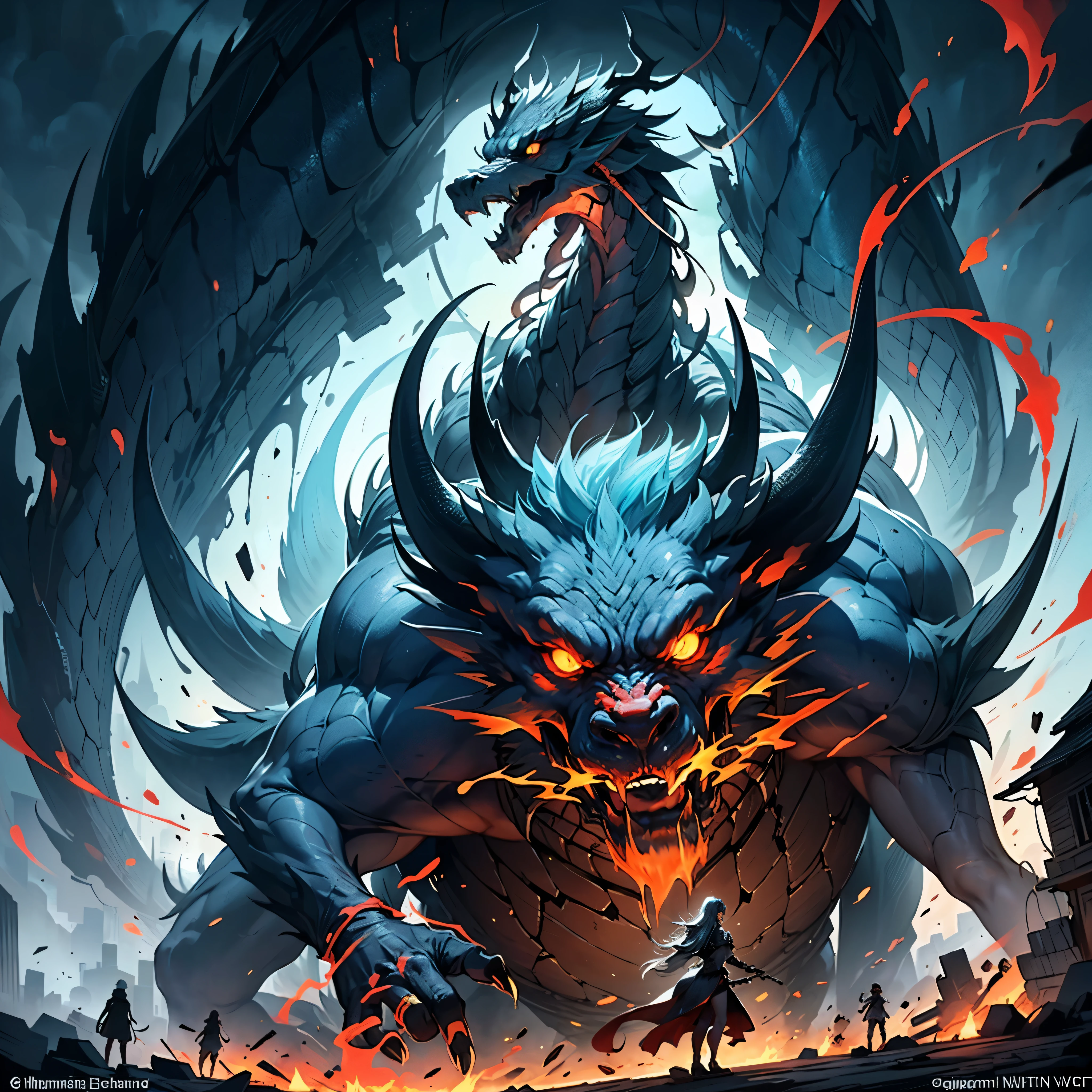 Capture the essence of eternal chaos and impending doom in this masterful graphite rendering by the renowned artist. "Inferno's Majesty: The Malevolent Dragon" is a visual symphony of darkness and despair, a haunting portrayal of a world on the brink of destruction. The heart of the composition is the malevolent dragon, a creature of unfathomable power and malevolence. Its sinewy body coils like a stormy tempest, every graphite stroke emphasizing its strength and dominance. The dragon's eyes burn with an otherworldly fire, a sinister glow that pierces the very soul of those who dare to meet its gaze. Its teeth, sharp as obsidian blades, drip with a venomous anticipation. As the dragon rears back, its colossal wings unfurl like the tattered remnants of a fallen kingdom, casting an ominous shadow over the scorched earth below. The skies are choked with smoke and ash, a testament to the devastation that follows in its wake. But amidst the chaos, a once-mighty citadel stands, now a crumbling bastion of resistance against the dragon's reign of terror. Flames lick at its walls, devouring the grandeur that once defined this majestic fortress. The juxtaposition of the dragon's menacing presence and the fragile beauty of the burning citadel serves as a poignant reminder of the fragility of power and the inevitable march of time. The artist's meticulous use of graphite allows for a stunning interplay of light and shadow, lending depth and texture to every stroke. The viewer is transported to a realm where fear and awe collide, where the sinister dance of the dragon and flames is frozen in an eternal moment of chaos. "Inferno's Majesty: The Malevolent Dragon" is more than a mere artwork; it is an experience that beckons the audience to contemplate the eternal struggle between destruction and resilience, power and vulnerability. The artist's deft hand and keen eye have crafted masterpiece that will forever haunt the viewer's imagination varies multi etc. --s 1000 --c 20 --q 20