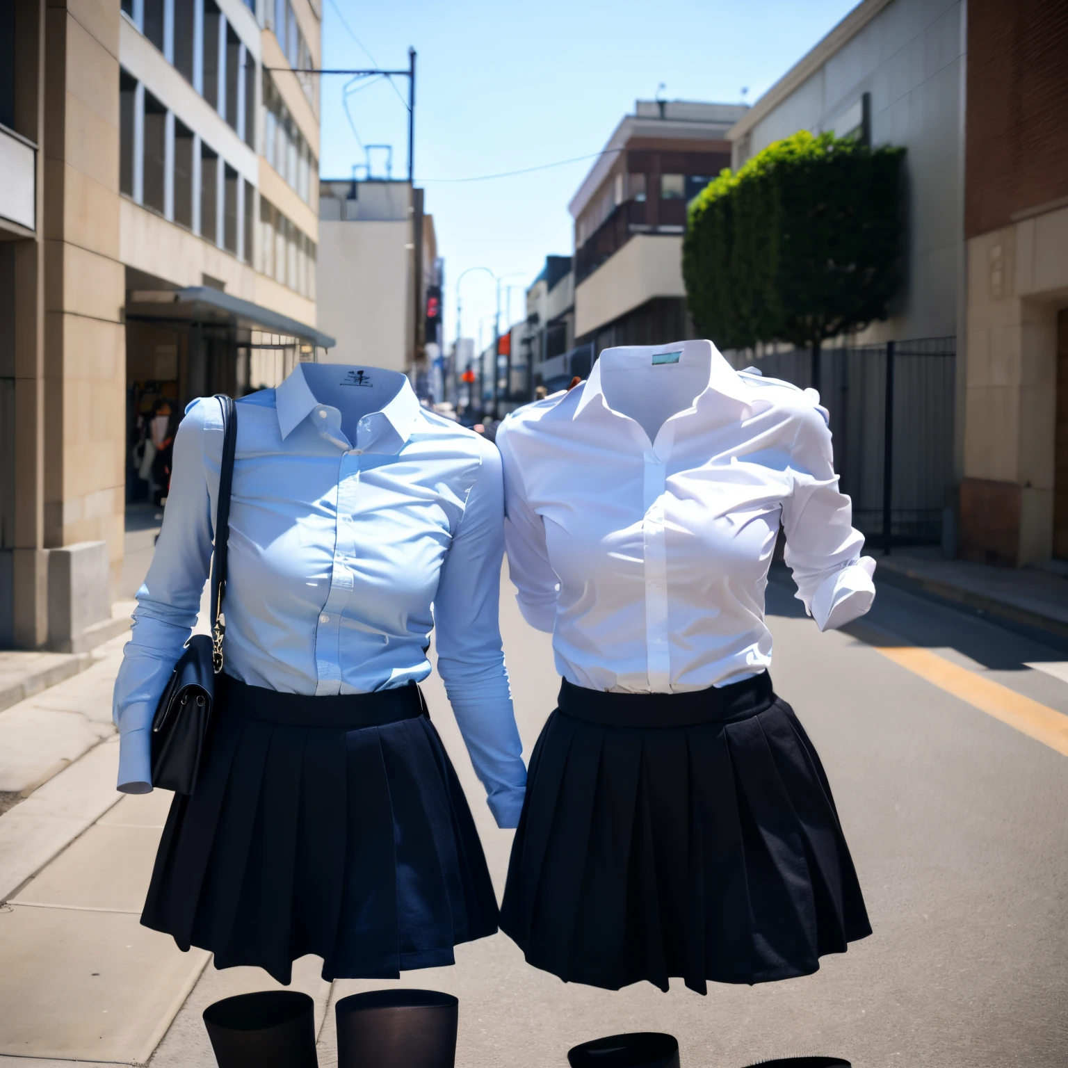(two girls are best friends), school uniform, __expression__, (invisible, no humans, headless, faceless:1.2), cute big breasts, (8k, RAW photo, best quality, masterpiece:1.2), (realistic, photo-realistic:1.37), photon mapping, radiosity, ((Hasselblad photography)), physically-based rendering