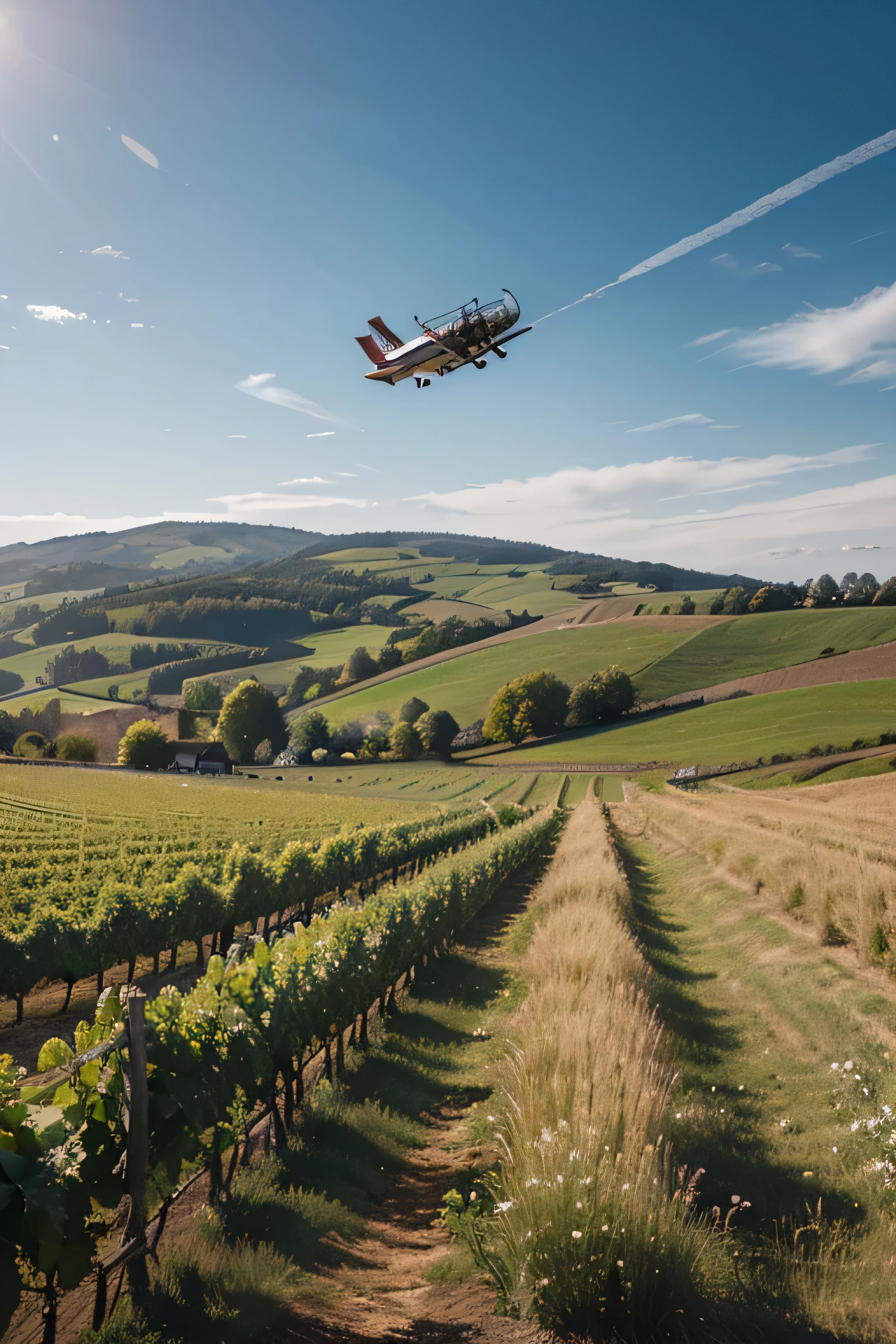 flying over a field, inspired by William Miller, whites, white wine bottle, award-winning crisp details”, award - winning crisp detaily William Miller, whitesmith, commercial product photography, wine label, hills in the background, inspired by William Bliss Baker, inspired by William Jacob Baer, “hyper realistic