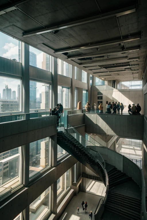high flyers of buildings moving buildings in space above spectators and doors.
buildings in a parking building, sitting underwater in a concrete building, window windows visible in the buildings, and buildings.
a dozen floors located appearing through a giant classrooms in the city buildings standing through a staircase inside the buildings.
futuristic skyscatial complex hallways library and laboratory structure