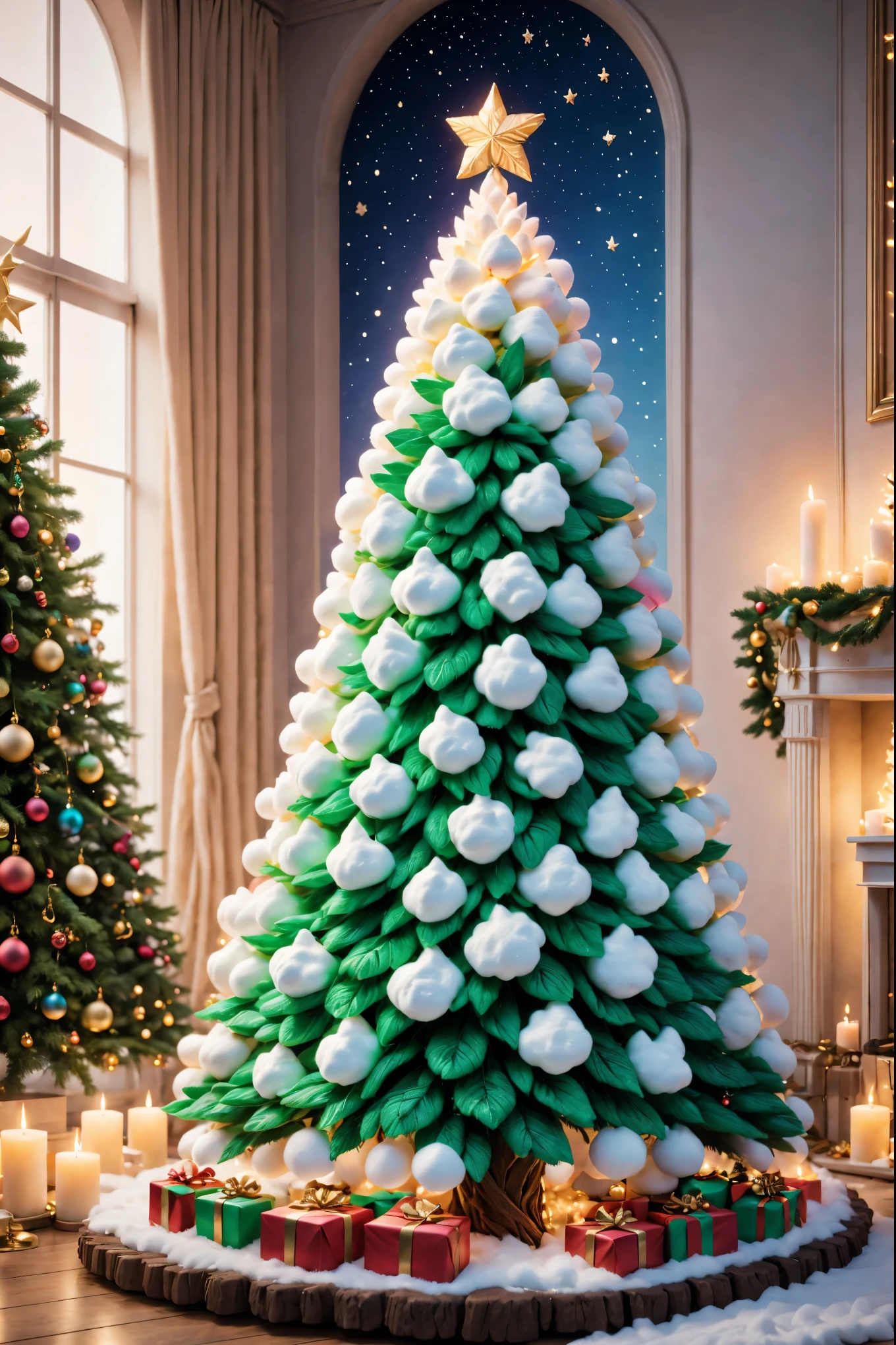 A fluffy marshmallow Christmas tree