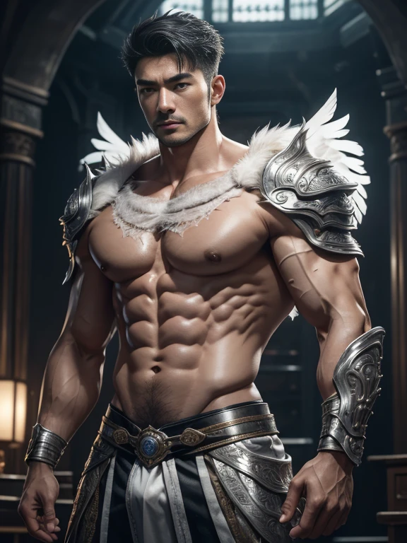 masseter membrane、well built、put on eyes、(eBlue eyes)、Have a pair of huge open wings，largeeyes！largeeyes！Straight nose！largest wing root，(Have a pair of huge wings，There are white feathers on it)、35yo、Asian male celebrity、Xiao Zhan、chest muscle、sports student、cool guy、年轻、Brush cut、gay twinks、scantily clad、Brush cut！Nod and pull your head five times！！outdoor sports board！(高the detail8k)Dark skin！raise your eyes！open your eyes！ ((realistically)), Sexy white silk fabric！Raised sexy！[Dressed in white silk flowing fabric worn by sexy Romans！The cathedral has stained glass]! !!!dermis, [ 短发the detail, Shaved on both sides, silvery white ]!! ultra - detailed, Best quality, Strong light illumination, Focus sharp, theater audience, The upward lens is closer to the body, (( Lean Body Fat 15%，短发the detail！ shave the sides short, silver whey health, My chest is hairy, bodyhair, , 露出shaggy的腋窝, shaggy的腿, silber hair,)), Full body lesbian, Muscular吉加查德, Super buff and cool, aged 40, shaggy, a screenshot by Adam Dario Keel, reddit, Photographic realism, , and face, artem, Bigchest, Upper part of the body, Fluffy, Muscle tissue, attractive male, shaggy的身体, Gigachard The Art of Muscular Abnormality, New row added, Tanaka Ryu HD, fukaya yuichiro, Yoshifumi Ujima, akikazu mizuno, style of kentaro miura, Shen Hangga, shin-hanga, yoshida , Tanaka Ryu HD, New row added, fukaya yuichiro, Yoshifumi Ujima, akikazu mizuno, style of kentaro miura, Shen Hangga, shin-hanga, yoshida, Hideo Minaba, Chad handsome charming male，side ，Inspired by the realistic photos of Ludovit Fula, placed in a, sweaty abs, Well-defined abs, attractive body, flowers growing out of his body, [ silber hair ]!!, muscle men, tear drop, There are abs, muscle men纠缠在一起, six-pack, [ defined abs ]!!, sexy muscular body, Muscular躯干,Strong masculine characteristics,35yo，Tony Leung, :: sport, 32years old, masculine pose, David Gandhi, 35yo, male model, Sold for 50 years，Zhu Yilong, attractive male，Side Body("！, large bulge ":1.2),(dynamicposes:1.1), 大腿的tmasterpiece, Best quality, A high resolution, closeup portrait, malefocus, solofocus, of a man, Sold for 50 years, The erection、Ai Jia、low angle hairstyle, Grow a beard, weight loss，Stay healthy, My chest is hairy, bodyhair, , Raised sexy，露出shaggy的腋窝, shaggy的腿, little beard, model poses, Surprising composition, Front view, HighDynamicRange, Bad laughs， , Eight-pack abs, Abs hair，, raise your hands high, 短发the detail, Shaved on both sides, silvery white, Grow a beard, spark of light, Sexy big bulge！，There are small protrusions in the abdomen, the detail, Belly and hairy belly are complicated， 8K post-production，Muscular性格, Strong masculine characteristics, muscle men图片, Bulging muscles, muscle men, Muscular大腿 ８ｋ 高the detail,电影灯光, hyper realisitc, 高the detail, Anatomically correct, ctextured skin,!high high quality,wide wide shot！全身Best quality, A high resolution, tmasterpiece, Guy、Muscular、短发the detail、NSFW、Spacious size、Authentic texture、Upper part of the body、large bulge、、soles of feet、wastelands、training