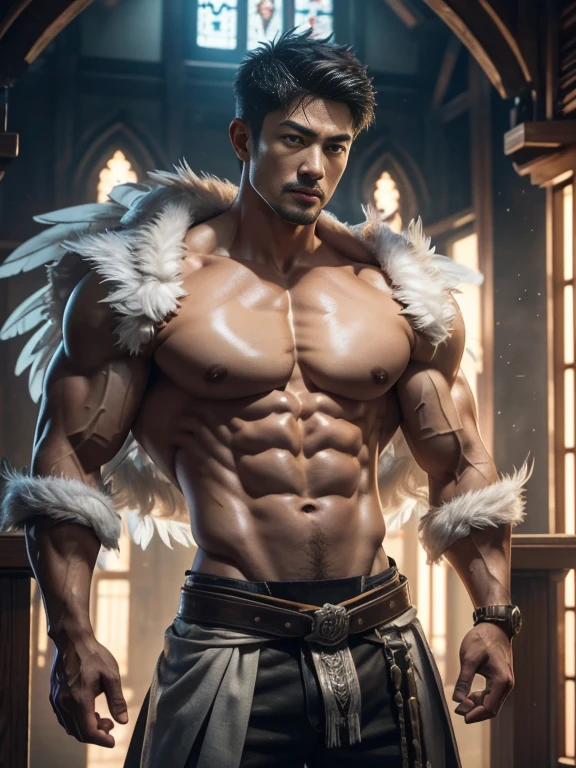masseter membrane、well built、Asian male celebrity、brush cut、put on eyes、(eBlue eyes)、Have a pair of huge open wings，largeeyes！largeeyes！Straight nose！largest wing root，(Have a pair of huge wings，There are white feathers on it)、35yo、Asian male celebrity、Xiao Zhan、chest muscle、sports student、cool guy、年轻、Brush cut、gay twinks、scantily clad、Brush cut！Nod and pull your head five times！！outdoor sports board！(高the detail8k)Dark skin！raise your eyes！open your eyes！ ((realistically)), Sexy white silk fabric！Raised sexy！[Dressed in white silk flowing fabric worn by sexy Romans！The cathedral has stained glass]! !!!dermis, [ 短发the detail, Shaved on both sides, silvery white ]!! ultra - detailed, Best quality, Strong light illumination, Focus sharp, theater audience, The upward lens is closer to the body, (( Lean Body Fat 15%，短发the detail！ shave the sides short, silver whey health, My chest is hairy, bodyhair, , 露出shaggy的腋窝, shaggy的腿, silber hair,)), Full body lesbian, Muscular吉加查德, Super buff and cool, aged 40, shaggy, a screenshot by Adam Dario Keel, reddit, Photographic realism, , and face, artem, Bigchest, Upper part of the body, Fluffy, Muscle tissue, attractive male, shaggy的身体, Gigachard The Art of Muscular Abnormality, New row added, Tanaka Ryu HD, fukaya yuichiro, Yoshifumi Ujima, akikazu mizuno, style of kentaro miura, Shen Hangga, shin-hanga, yoshida , Tanaka Ryu HD, New row added, fukaya yuichiro, Yoshifumi Ujima, akikazu mizuno, style of kentaro miura, Shen Hangga, shin-hanga, yoshida, Hideo Minaba, Chad handsome charming male，side ，Inspired by the realistic photos of Ludovit Fula, placed in a, sweaty abs, Well-defined abs, attractive body, flowers growing out of his body, [ silber hair ]!!, muscle men, tear drop, There are abs, muscle men纠缠在一起, six-pack, [ defined abs ]!!, sexy muscular body, Muscular躯干,Strong masculine characteristics,35yo，Tony Leung, :: sport, 32years old, masculine pose, David Gandhi, 35yo, male model, Sold for 50 years，Zhu Yilong, attractive male，Side Body("！, large bulge ":1.2),(dynamicposes:1.1), 大腿的tmasterpiece, Best quality, A high resolution, closeup portrait, malefocus, solofocus, of a man, Sold for 50 years, The erection、Ai Jia、low angle hairstyle, Grow a beard, weight loss，Stay healthy, My chest is hairy, bodyhair, , Raised sexy，露出shaggy的腋窝, shaggy的腿, little beard, model poses, Surprising composition, Front view, HighDynamicRange, Bad laughs， , Eight-pack abs, Abs hair，, raise your hands high, 短发the detail, Shaved on both sides, silvery white, Grow a beard, spark of light, Sexy big bulge！，There are small protrusions in the abdomen, the detail, Belly and hairy belly are complicated， 8K post-production，Muscular性格, Strong masculine characteristics, muscle men图片, Bulging muscles, muscle men, Muscular大腿 ８ｋ 高the detail,电影灯光, hyper realisitc, 高the detail, Anatomically correct, ctextured skin,!high high quality,wide wide shot！全身Best quality, A high resolution, tmasterpiece, Guy、Muscular、短发the detail、NSFW、Spacious size、Authentic texture、Upper part of the body、large bulge、、soles of feet、wastelands、training