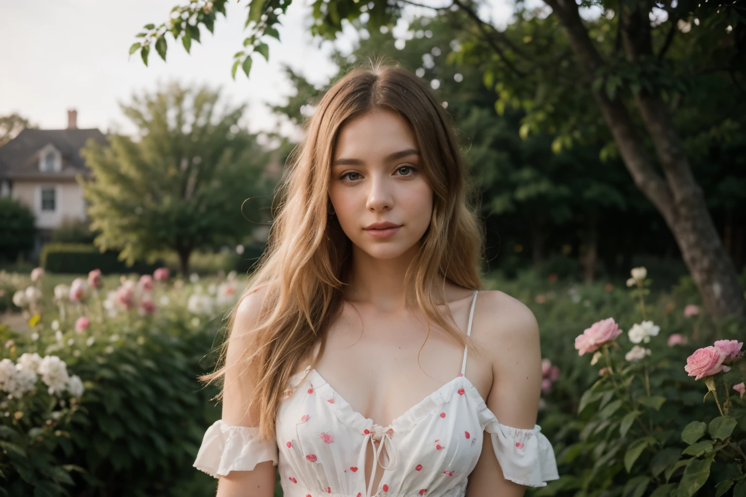 (best quality,4k,8k,highres,masterpiece:1.2),ultra-detailed,beautiful blonde and Japanese girl with clear blue eyes and perfect aligned face, long eyelashes, wearing black clothes, standing in a garden, surrounded by vibrant flowers and greenery, with rays of sunlight illuminating her delicate features, creating a soft and ethereal atmosphere, captured in a realistic and photorealistic style, with vivid colors and sharp focus.