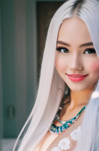 (((8K)))、((Raw photography)))、(Highly detailed), (very smooth and beautiful 8k wallpaper)、(masterpiece)、(best quality: 1.0)、(超High resolution : 1.0), beautiful lighting, Perfect Lightning, realistic shadows, [high resolution], Detailed skin, very detailed, only Detailed,(NSFW), pussy detailed, face Detailed,standing inside bathroom, aroused, necklace, earrings, full body, long white hair, white kimono, superb, ultra-high-definition, RAW photo, realism: 1.25), (bright lip gloss, long eyelashes, smooth face , bright skin, natural shadows, wide light, wide light, depth of field, strong colors, subtle caustics: 0.8), smile, (big tits), v6