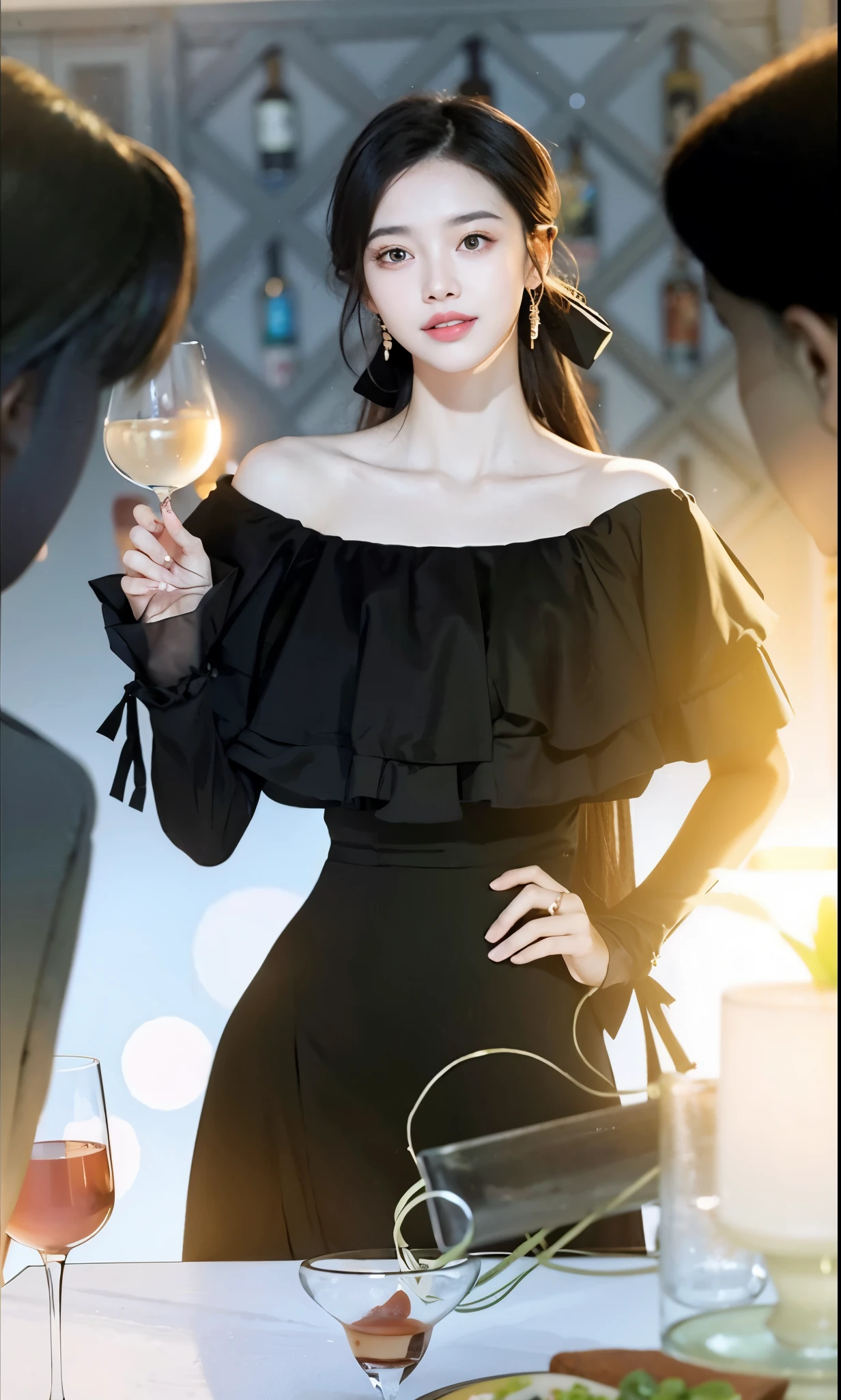 araffe woman in a purple dress holding a wine glass, she holds a glass of wine, trending on cgstation, korean women's fashion model, by Russell Dongjun Lu, with a drink, inspired by Yanjun Cheng, [ 4 k digital art ]!!, beautiful south korean woman, gorgeous young korean woman, korean girl, purple dress
