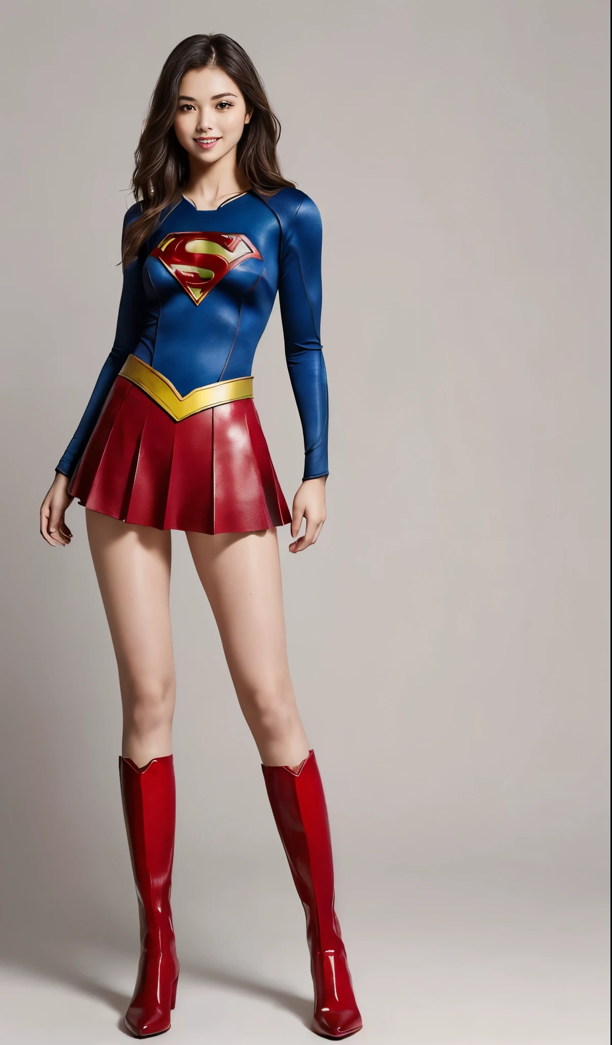 Are sleeping、lying back on、(((Wear black tights on your beautiful legs.)))、(((Grow legs、tall、Legally express the beauty of your smile)))、((((Make the most of the original image)))、(((Supergirl Costume)))、(((beautiful hairl)))、(((Suffering)))、(((Feet must necessarily be worn with black tights)))、(((You need to wear red boots)))、((Top image quality、8K))、((top-quality、8K、​masterpiece:1.3))、(((Keep Background )))、Crisp focus:1.2、Beautiful woman with perfect body shape:1.4、Slender Abs:1.2、a wet body:1.5、Highly detailed facial and skin texture、8K