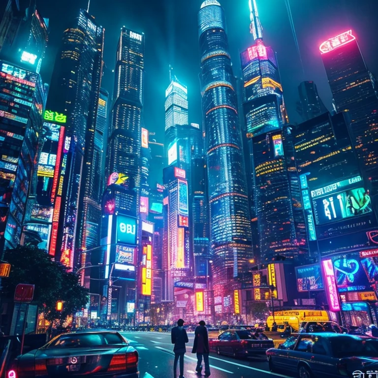 (top-quality、masuter piece)、(Ultra-detailed colorful)、
Neon skyscraper、perfect-composition、The best expositions、
、nffsw、电影灯光、CG Trend Society、professional photograpy、immense details、cyberpunked、a person々congestion