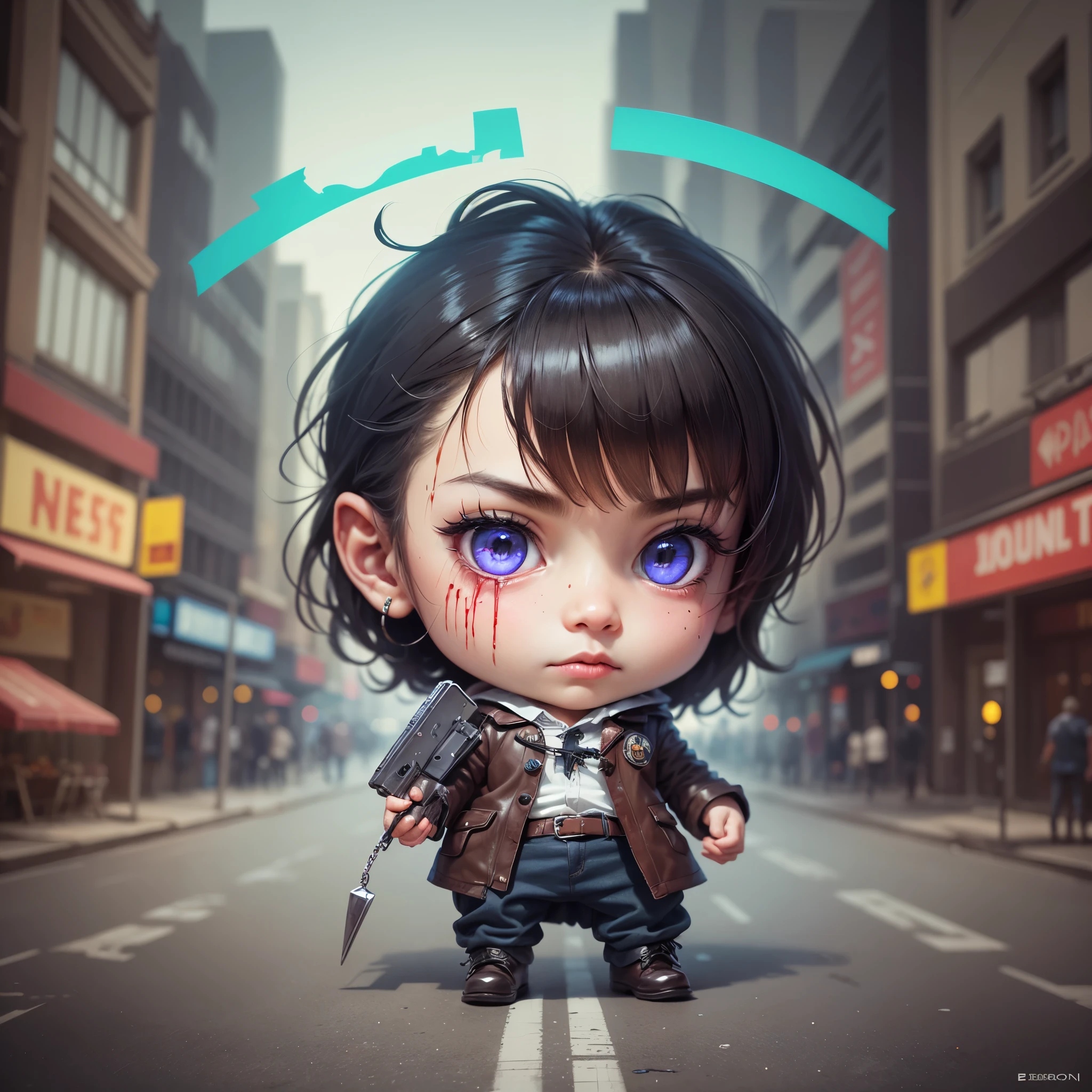 the ripper, bloody, vector art, Chibi, Colouring, Primary works, hd, 4k, comics, Beautiful and Aesthetic, Conceptual art in the style of Obey, by artist Shepard , D*Face (Dean Stockton), cinema poster, vintage design --auto --s2