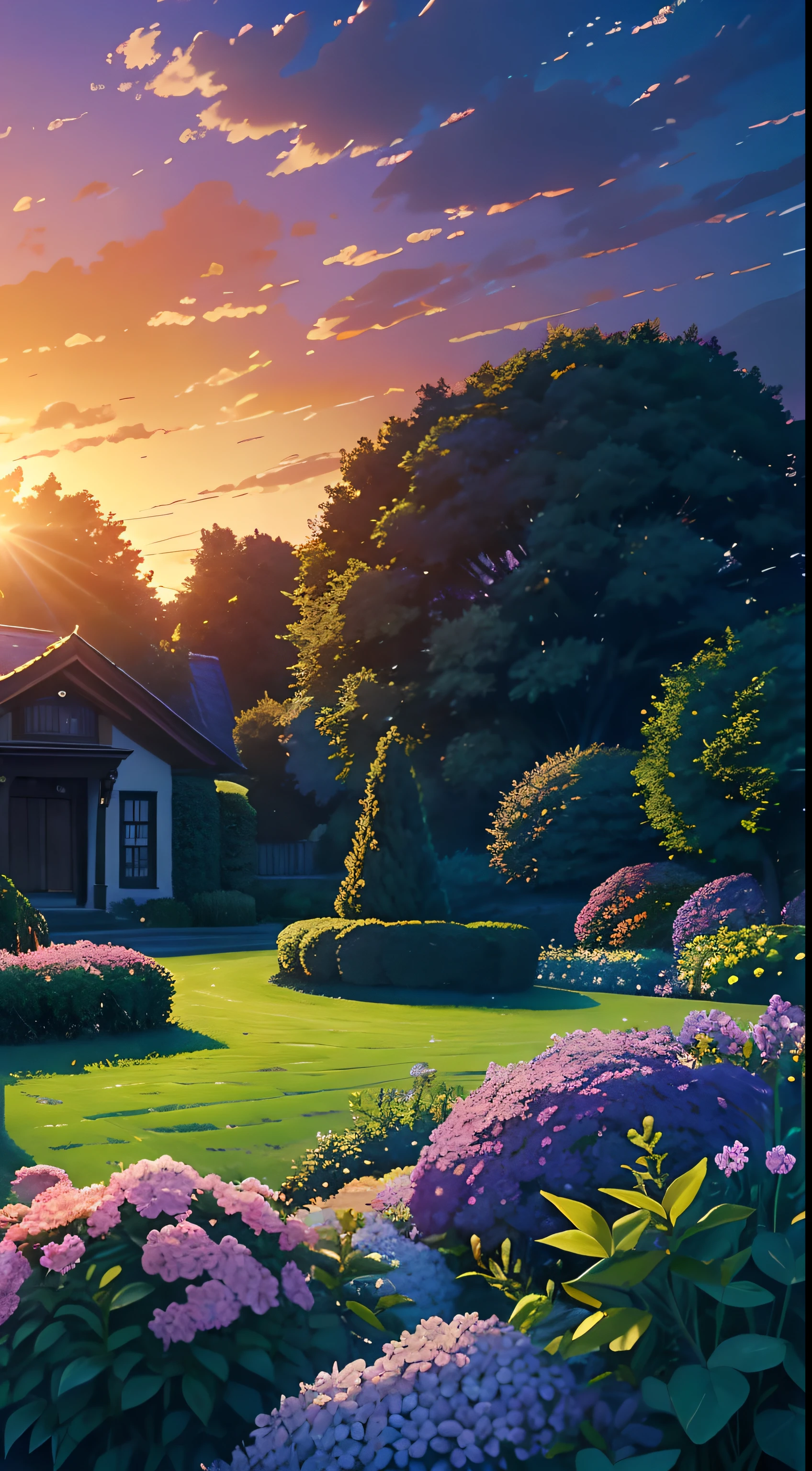 (master part), belo jardim, Sunset, O Jardim das Palavras, gorgeous, Natureza, flores roxas, Depois da chuva, grama, beautiful sky, nuvens gogeous, 4k, Moagem, Feliz,Felizness, macio, papel de parede,fofo, Hope, BREAK the image transmit a Hopeful feeling, Good vibes, Feliz atmosphere, beleza nos pequenos detalhes, a visual master part, Cores bonitas