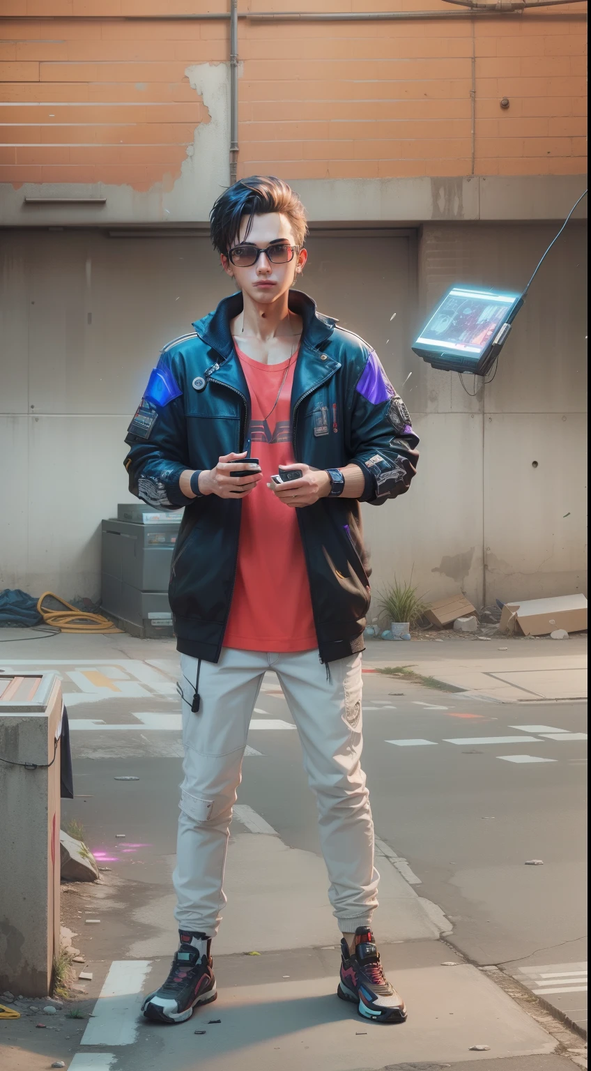 Cyberpunk, smartboy,lighting realistic background