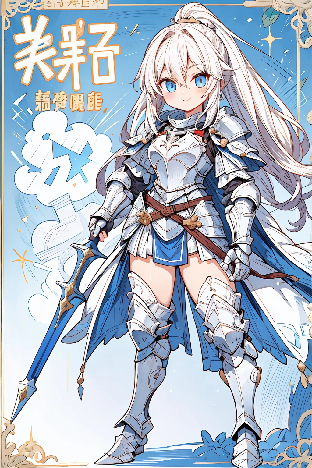 Accurate depiction hand、face with high quality、high quality eyes、Accurate depiction of the body、Excellent anatomical structure、covers、A picture that looks like it was drawn by famous illustrator Kini Armor、Wearing knight's armor、A teenage girl、Hair removal can be done to suit various hairstyles、ssmile、Smiled face、Explore the ruins、Clearly shaded background、