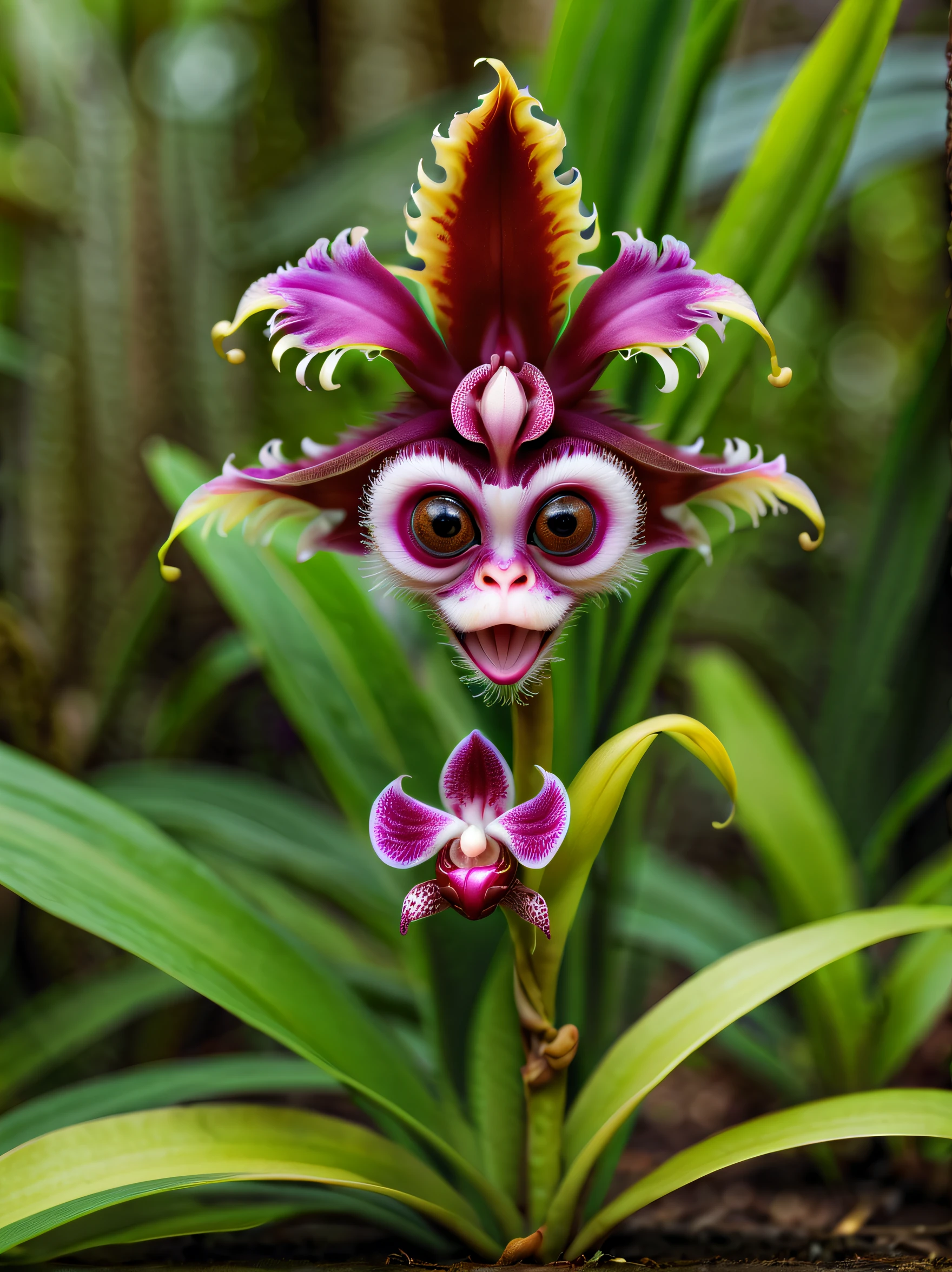 a magical plant，Monkey face dragon orchid