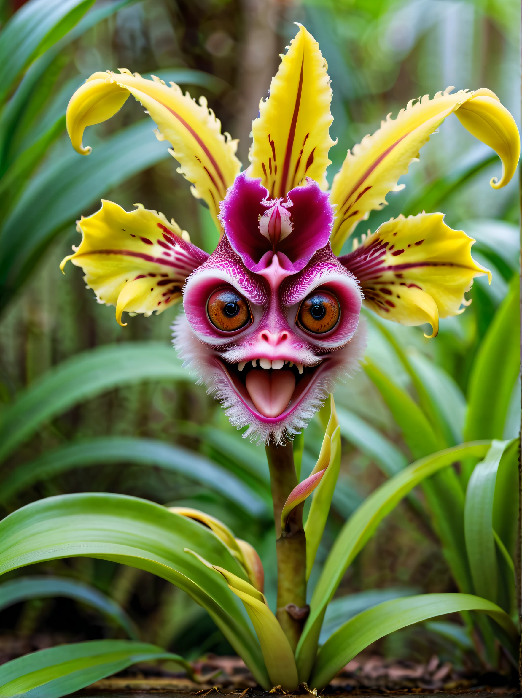 a magical plant，Monkey face dragon orchid