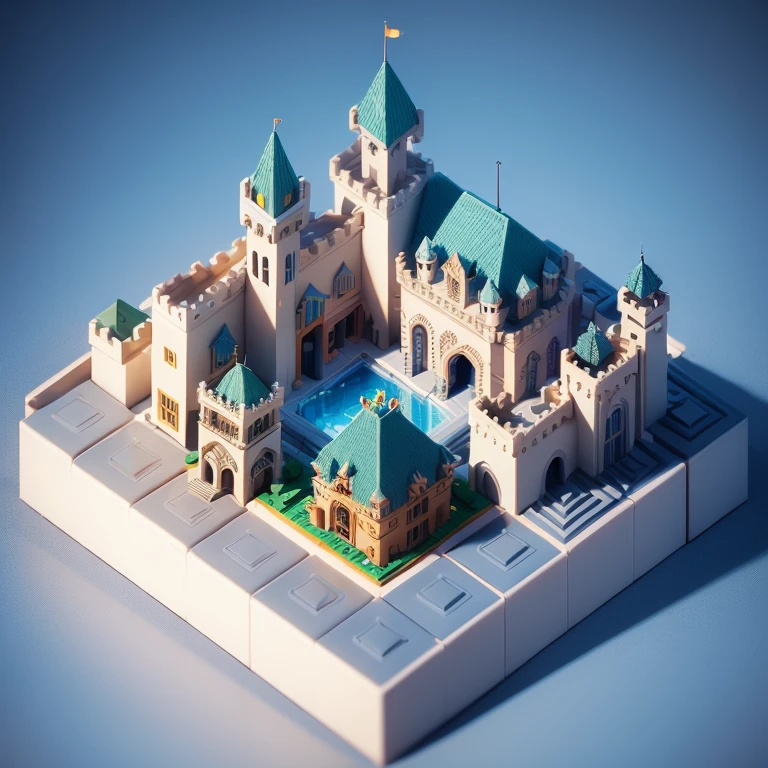(Isometric perspective: 1.5), (Pixar style: 1.2) Cute architecture 3D artwork, arabian castle, LEGO style, ((low poly)),(simplebackground,white backgrounid: 1.3) ,blender, OC renderer, dribble high detail 8k, studio lighting --v 6