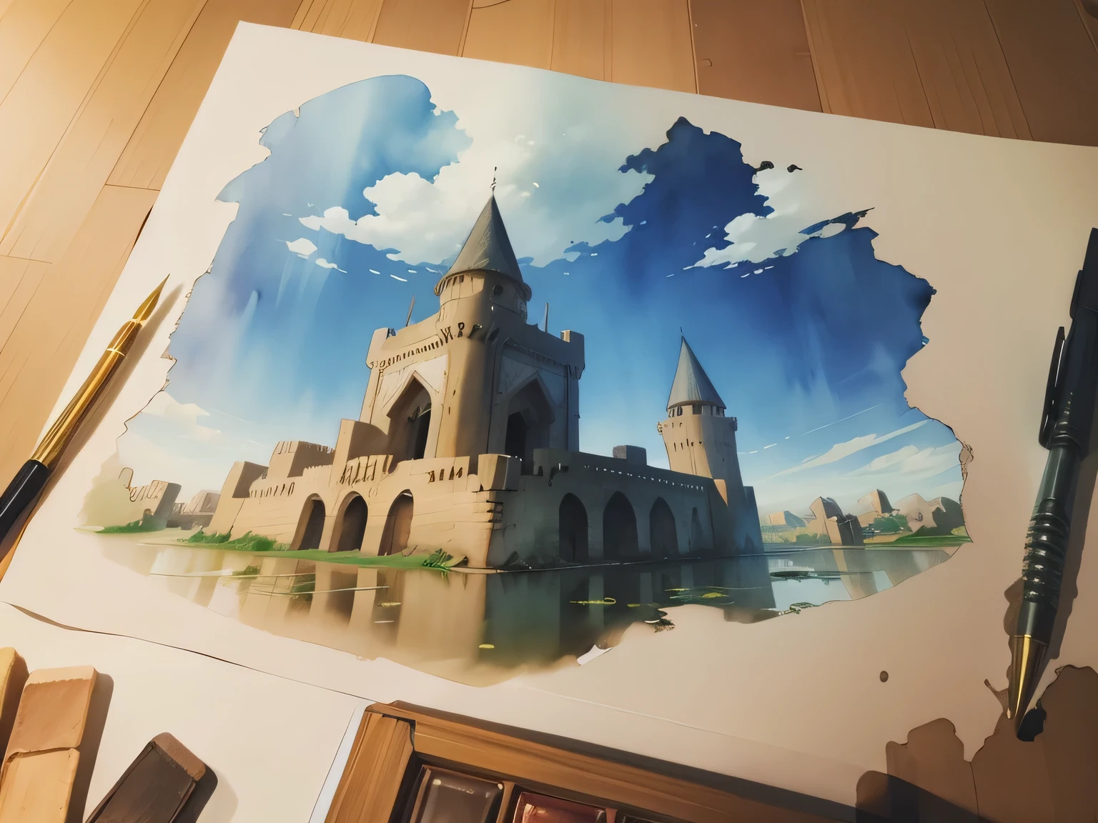 MESOPOTAMIAN CASTLE, watercolor effect