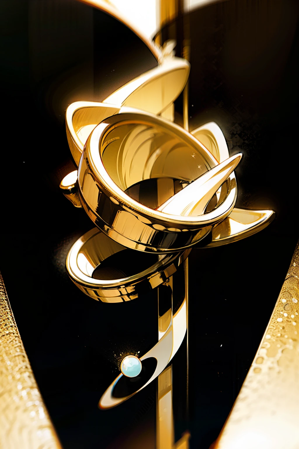 A gold ring,solid color backdrop