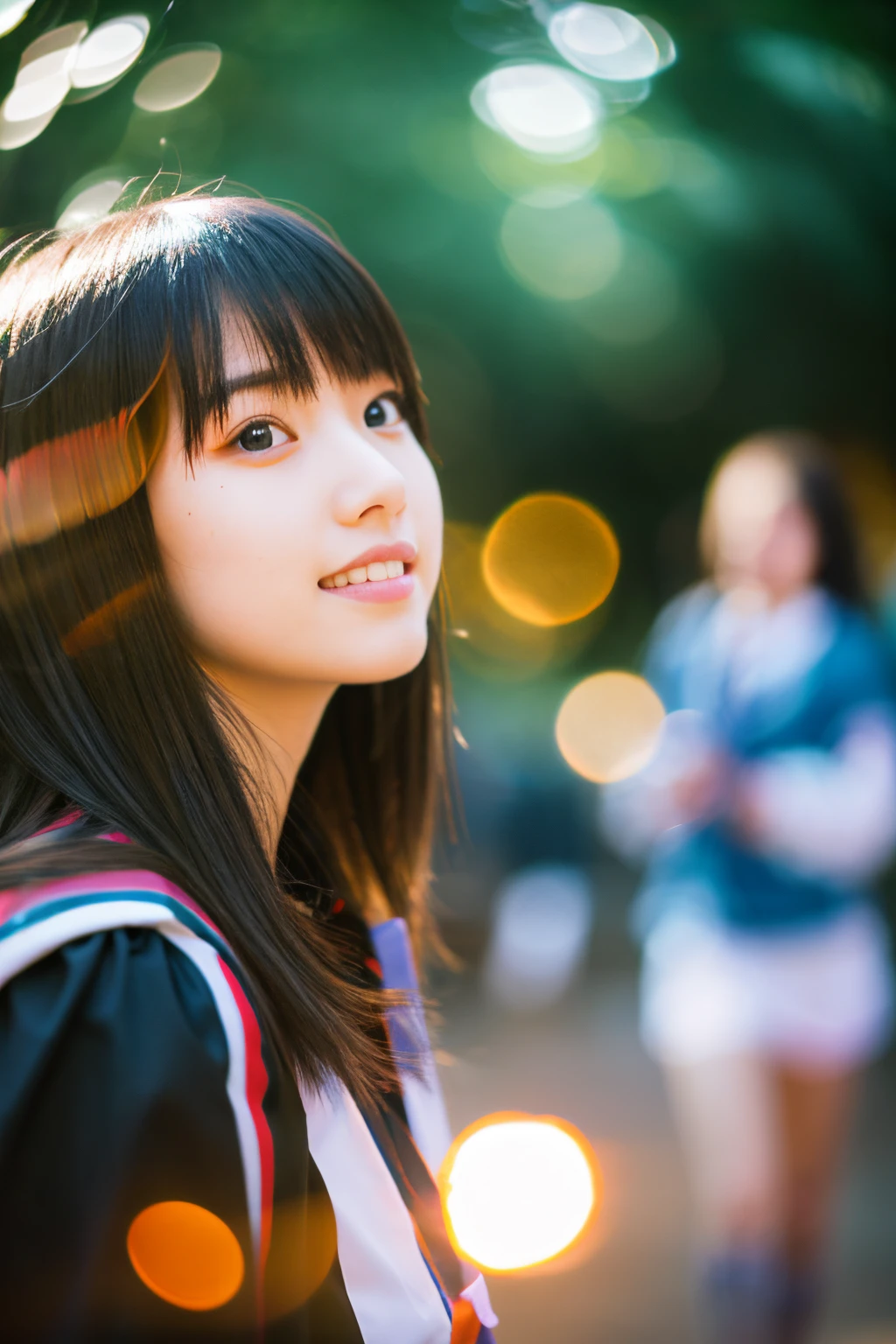college girls, 135mm, depth of field, close-up, lens flare