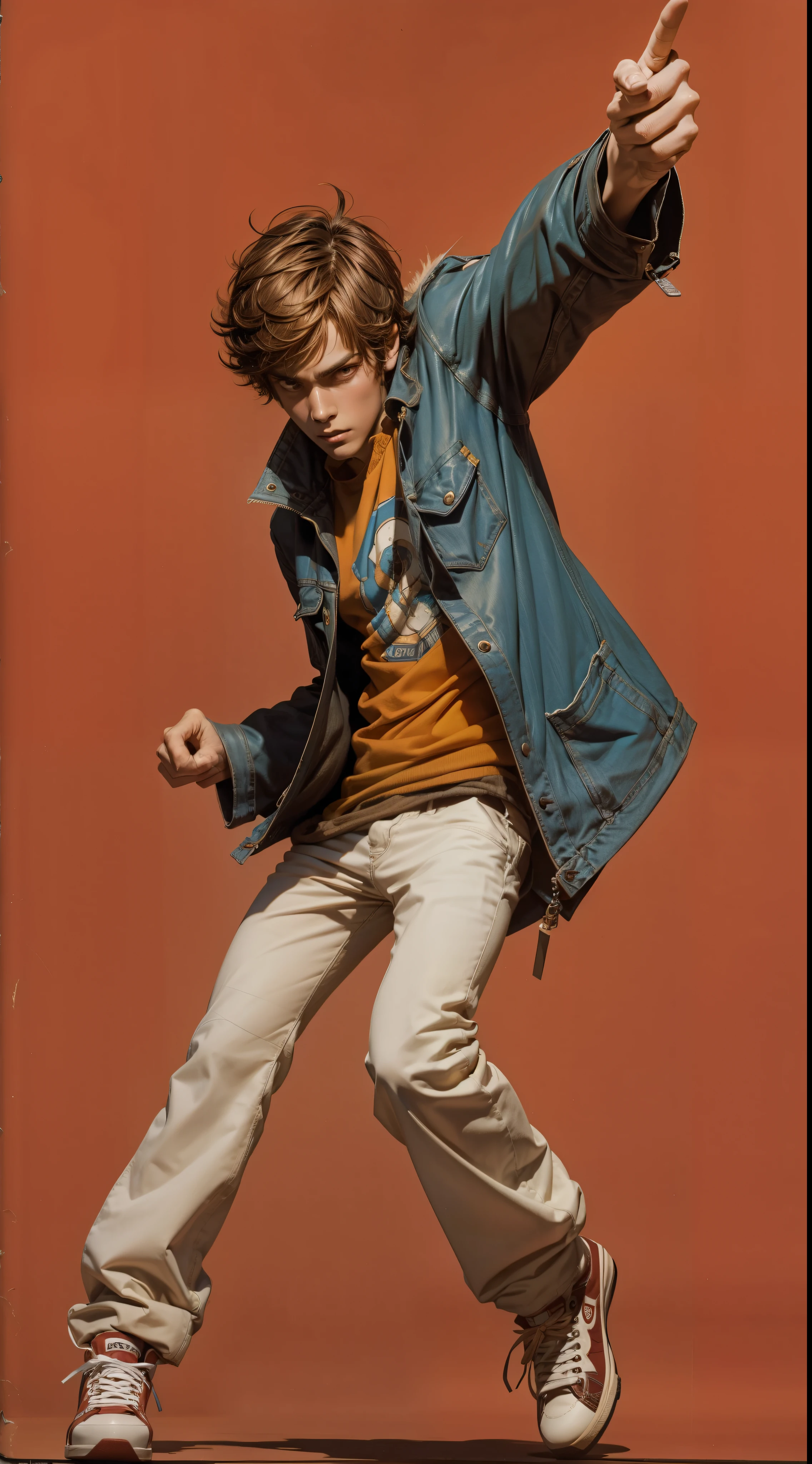 Scott pilgrim, realistic tall handsome teenage, highchooler, brown hair, perfect face,Perfect brown eye, perfect shoes