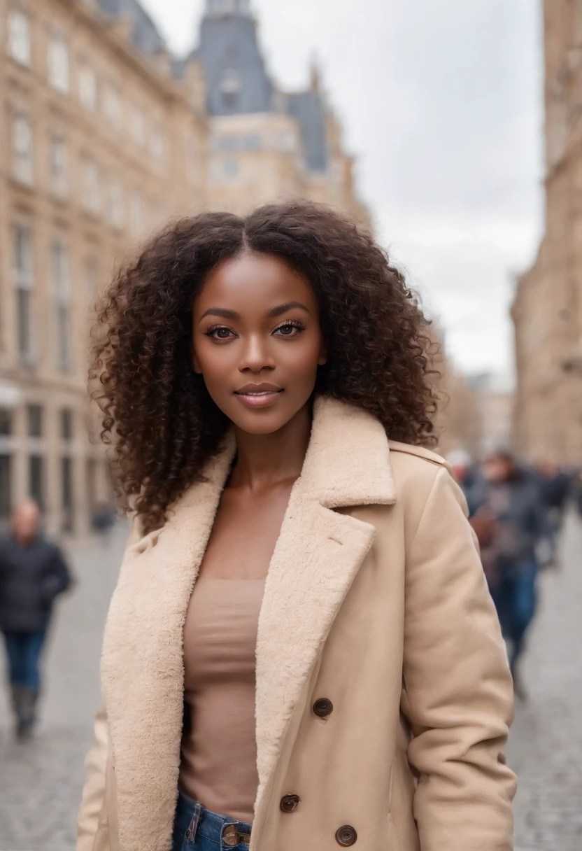 ((Dark African skin, Very deep ebony skin)), ((Its beauty is undeniable)), ((Excited cute face)), ((Hyper detailed perfect eyes,)), ((shopping pose)), ((Langue sortie)), ((serioueige warm winterjacket, jeans)), ((Afro African long curly,)), ((debout, vue de face)), ((visage souriante)), ((toucher ses propres jambes dans une pose sexy)), ((dehors, Ville publique en The Hague, passage)), ((d'origine malienne)), Sharp Focus CGI, photoreallistic, High detail, Realstic, Masterpiece, absurdes, Best quality, Hdr, High quality, high-definition, Extremely detailed, 8k wallpaper, Intricate details, 8K UHD, Full-HD, (photo realist:1.2), contraste, intense illumination, lighting cinematic, natural lighting, hard light, contre-jour, Illumination globale, occlusion ambiante