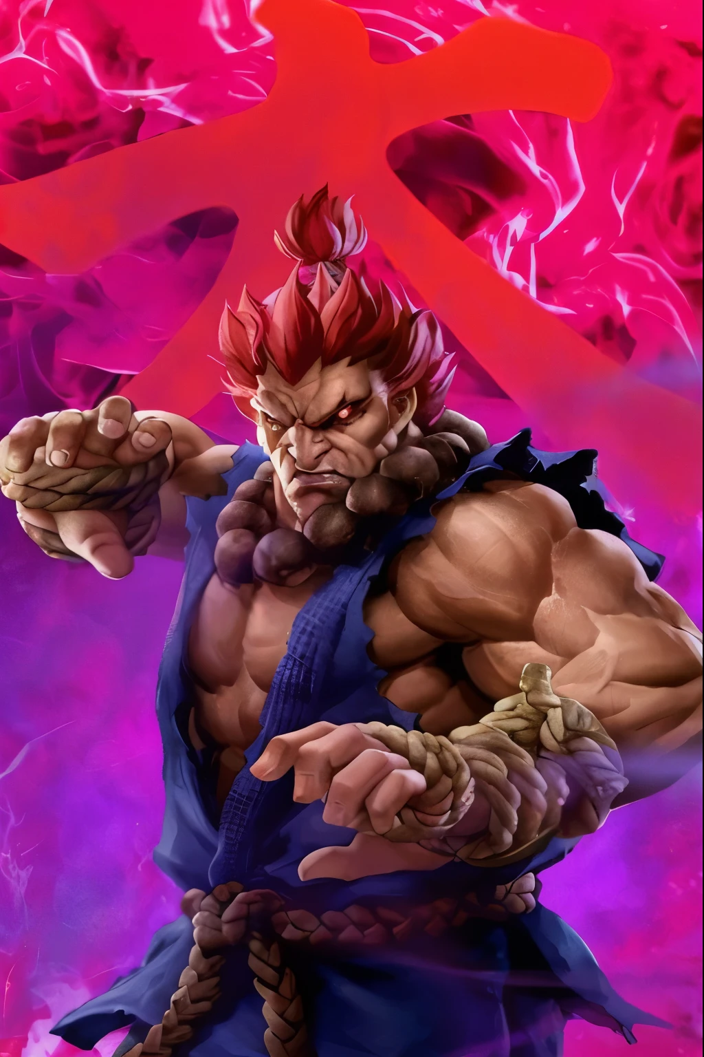 um close de um punho socando com um fundo vermelho, simetria!! Retrato de Akuma, personagem de jogo de luta, TEKKEN 7, como personagem em tekken, Hadouken, em pose de luta, Pose de lutador, Kazuma Kaneko, menacing pose, Gogeta, Capcom Official Media, Lutador de rua, Furio Tetesschi, pose