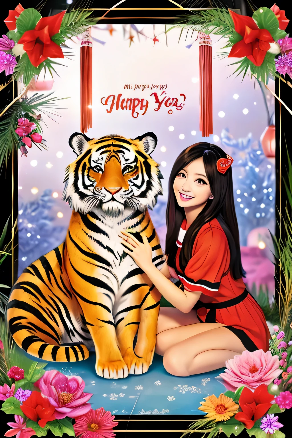 New Year's card、a tiger、a a tiger、Cute、Auspicious