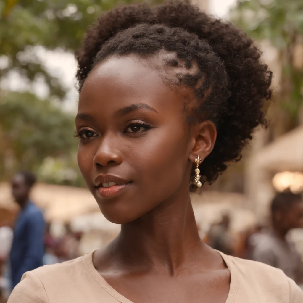 ((Dark African skin, Very deep ebony skin)), ((Its beauty is undeniable)), ((Excited cute face)), ((Hyper detailed perfect eyeploring pose)), ((Language output)), ((shopping)), ((official dark green shirt, beige chino)), ((Afro ponytail with long African curly hair)), ((full body)), ((skin)), ((sitting, side view)), ((touching her face in a sexy pose)), ((Westlands mall, shopping, public city, Nairobi, kenya)), Sharp Focus CGI, photoreallistic, High detail, Realistic, Masterpiece, absurd, Best quality, Hdr, High quality, high-definition, Extremely detailed, 8k wallpaper, Intricate details, 8K UHD, Full-HD, (photo realist:1.2), contrast, intense illumination, lighting cinematic, natural lighting, veilleuse, Nuit, Illumination globale, city walk, Nairobi, Kenya, Uhuru park, a la piscine African women、Female sexy、serious face, people in background