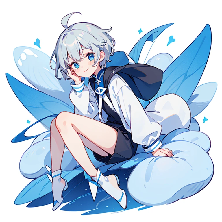 Gray hair、beautiful hairl、short-hair、Cuticle hair、Blue eyes、((male people))、((A slight smil))、Calm、Gentle、Full body like、Manteau blanc、experiment、scientist、White background、top-quality、8K、detaileds、precision、high-level image quality