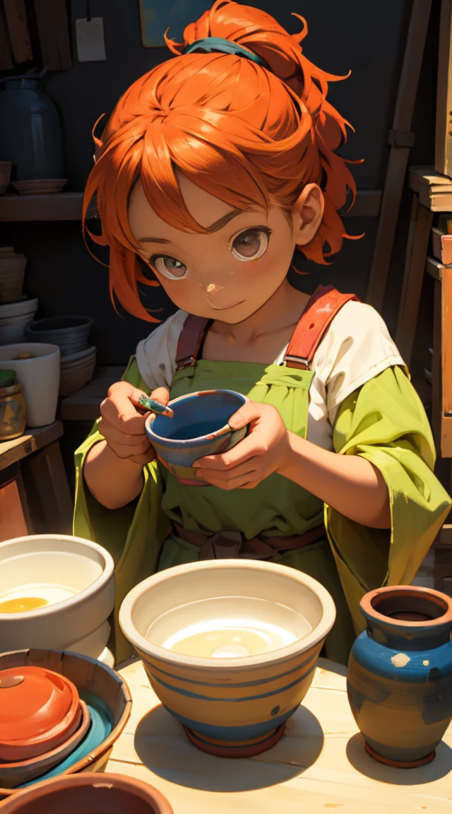 A doing pottery,The colors are bright and bright,Creative and exquisite facial sculpting,Highest image quality