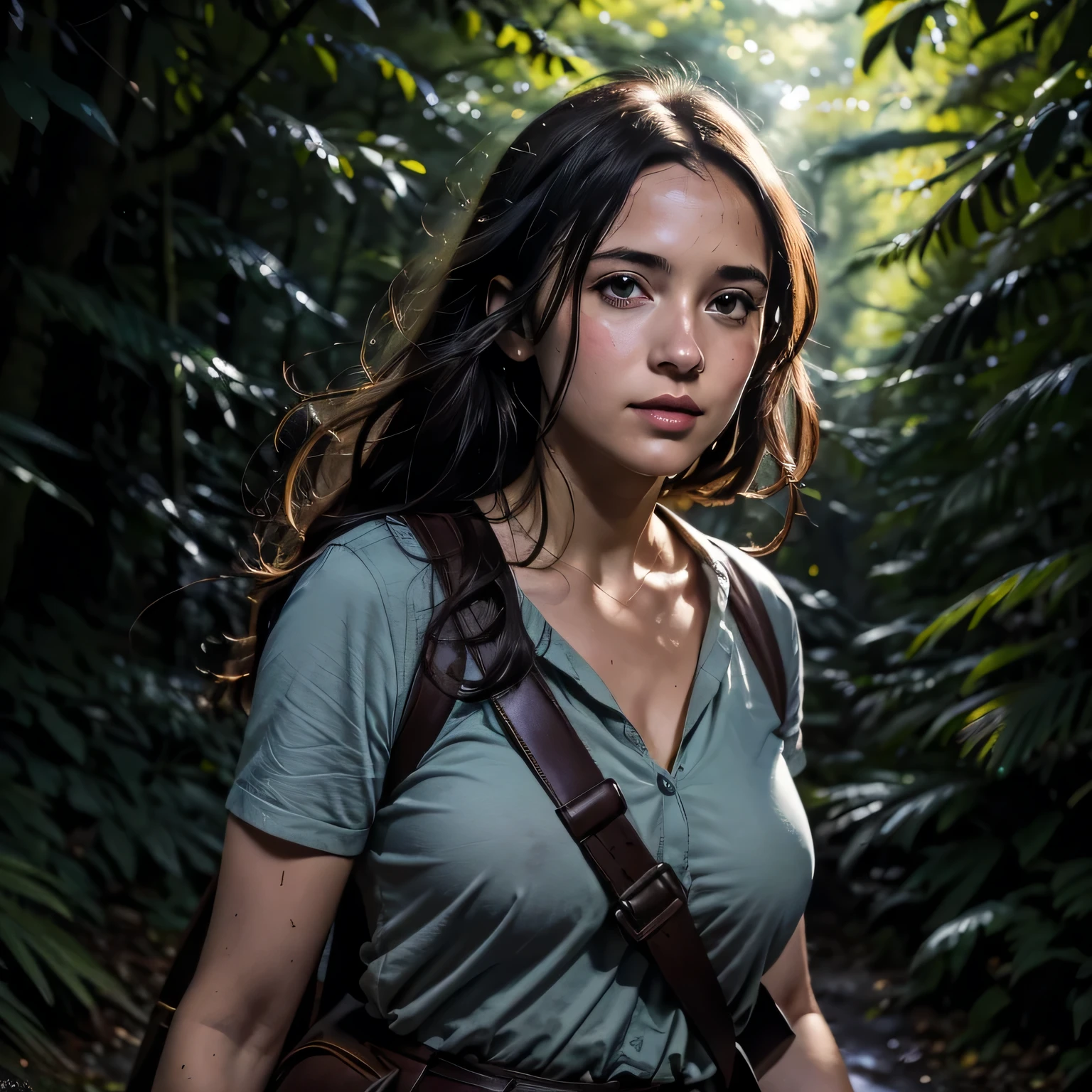un gros plan d&#39;une femme avec un sac à dos dans une forêt, dans le film d’animation, Film d’animation de haute qualité, personnage féminin d’anime, Anime officiel toujours, protagoniste féminin 👀 :8, Art officiel, Capture d’écran du film d’animation, Art officiel des personnages, Visuel d’anime d’une jeune femme, Anime officiel du studio toujours, L’anime vedette d’aujourd’hui, Portrait de Lara Croft