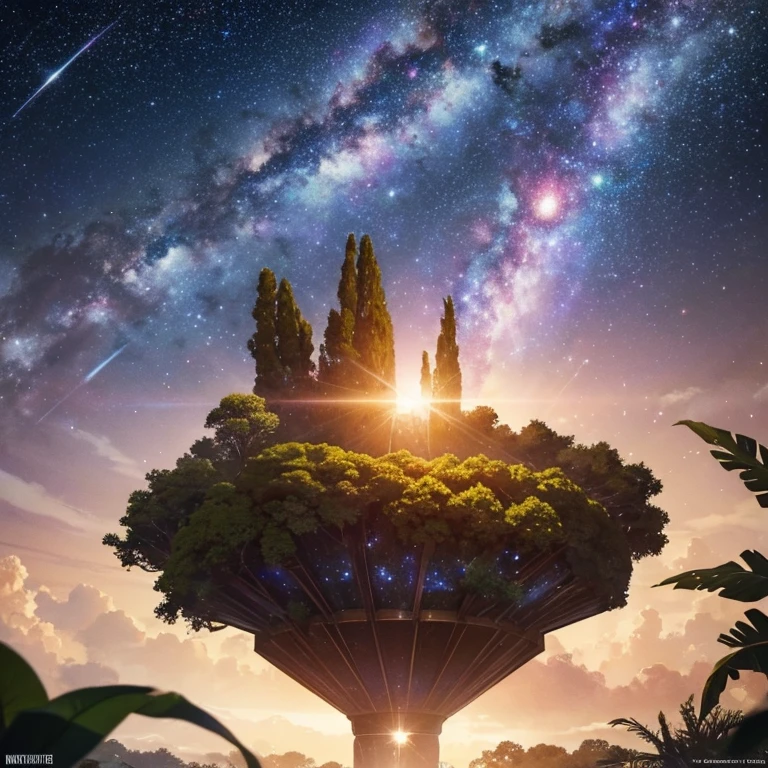 A galaxy full of stars and plants in the sky, high resolution, masterpiece