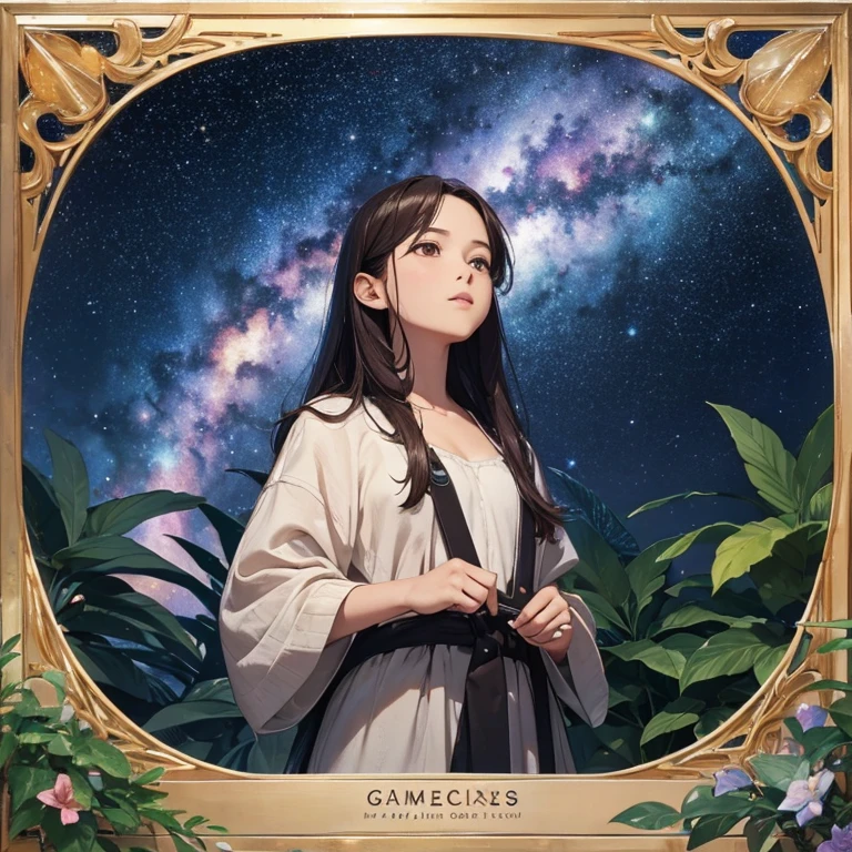 A galaxy full of stars and plants in the sky, high resolution, masterpiece