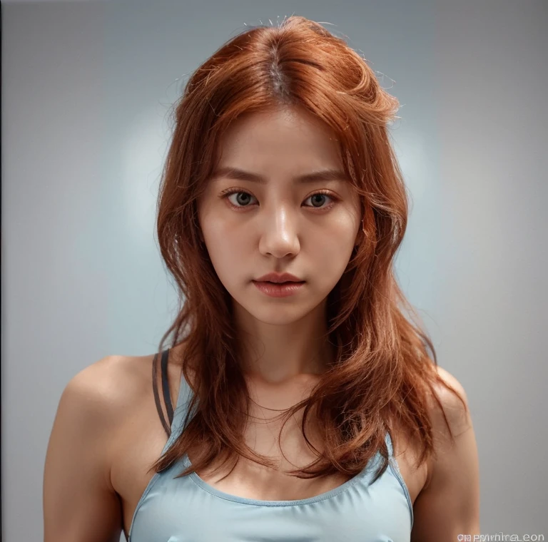 pale blue crop top, lightly toned abs, korean