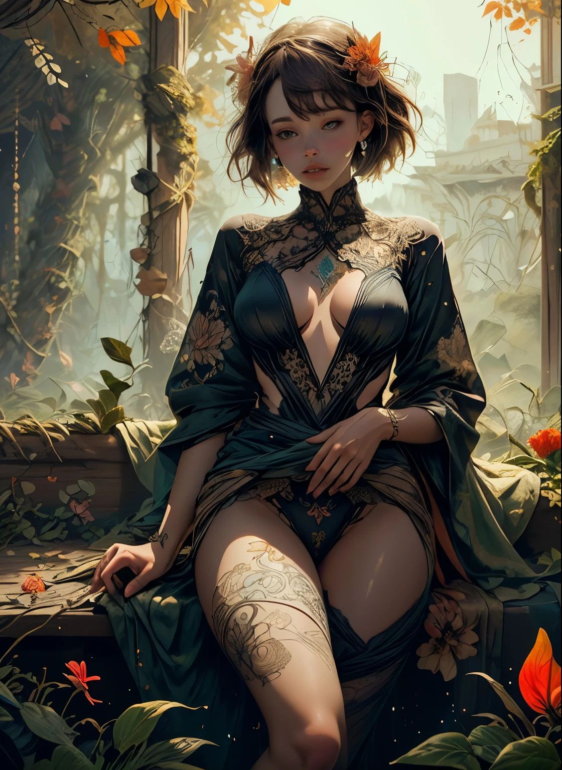 1sexy girl with forest clothes, flowers, leaves, mandalas, fractal,, Sleeping Beauty, by Bella🦋 full body, beautiful girl sleeping, room with mirror, girl sleeping on bed and sheets, old clock and lamp on table, full body, black hair, Transparent clothing,open legs, view of pubic hair, 1 sexy girl in transparent forest clothes,exposed breasts, open transparent t-shirt,mandala and flower tattoos, La mejor calidad, Obra maestra, llustration, muy delicado y hermoso, muy detallado, CG, Unidad, Fondo de pantalla de 8k, ridiculous, huge filesize, lente muy ancha, Luz suave,Sleeping Beauty, by Bella🦋 full body, beautiful girl sleeping, full body, black hair, Transparent clothing, slight smile,, open legs, view of pubic hair, 1 sexy girl in transparent forest clothes,exposed breasts, open transparent t-shirt,mandala and flower tattoos, transparent clothing, transparent clothing shows naked body, beautiful vagina, vagina with soft hairs, closed eyes, Latin girl sitting on park bench, girl sitting on garden bench, oil painting, floating hourglass, hourglass in woman's hand , latin tanned skin, full moon night sky, autumn leaves falling, autumn leaves in the wind, black and brown hair, long hair floating in the wind, girl looking at hourglass,nsfw,((Felicity Jones)), (sensual), (Extremely beautiful), (erotic:1.2), (sublime:1.0), (Extremely sensitive:1.0), (wise and understanding:1.2), (feminine:1.2), ( intricate: 1.2), (masterpiece), (best quality), Extremely detailed, hyper-realistic, deep shadows and brilliant highlights, perfectly detailed face, (transparent), (accentuated curves), slim build, perfect slim thighs, perfect feet, the whole body is shown, (masterpiece), (high quality), (extremely delicate and beautiful), (natural postures, natural expression), (skin teeth), (realistic shiny hair, realistic shiny skin, realistic shiny eyes, detailed eyes), (realistic skin tone, textured skin, skin pores), (radiant complexion, distinctive facial features, realistic facial feat