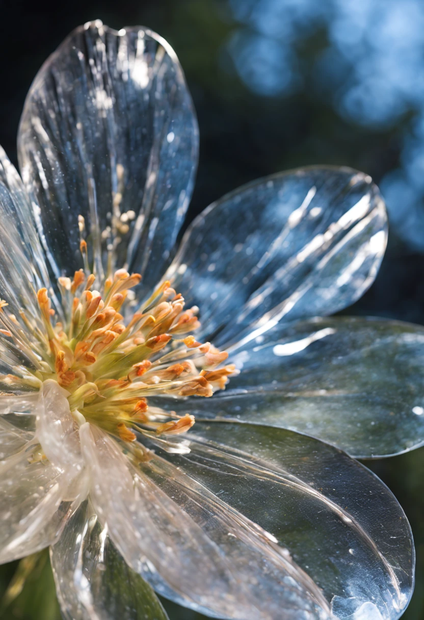 Close-up of mysterious and dreamy multiple transparent invisible flowers. The special petals of this flower can completely blend in with the surrounding environment.，make it invisible，Ray tracing epic reality can only be discovered under specific conditions, ultra real photo, ultra - detailed, tmasterpiece(Only transparent flowers without human hands)