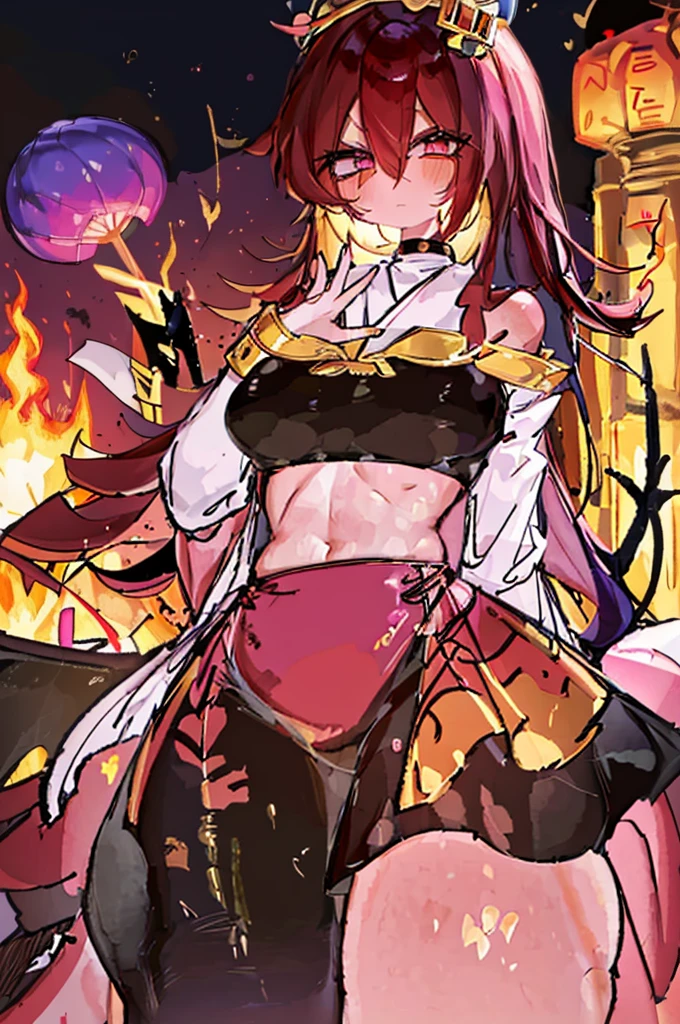 masterpiece, best quality, extremely detailed, anime,NSFW, (1girl),(((Kaenbyou Rin))),(((touhou project))),(((Ninja costume,Kunoichi costume ))), (torn clothes, exposing chest), cat girl, red hair, braids, two tails ,kawaii,normal tits,nipple