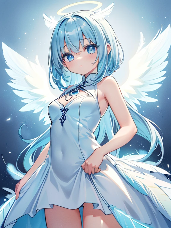 ((​masterpiece、top-quality:1.5、a high chroma:1.5、ultra-detailliert、high-resolution illustrations:1.5、Ultra-high-definition CG、8k size wallpaper、offcial art))、,(highly colorful:1.5),(front view:1.5),(1天使のgirl),(Cute little girl:1.5)、(Shining 虹 eyes:1.5),(Beautiful face:1.5,Beautiful eyes:1.5)、(close to viewer:1.5),(Shining 虹 eyes:1.5)、(Shining 虹 eyes:1.5)
(clearface:1.3)、(sexy body),(ultra-thin dress:1.5), (Beautiful ultra-thin dress every detail),(a halo shines),(medium breasts:1.5),、(cowboy shot:1.5)、(glowing Feathers:1.5),(glowing angel wings:1.5), colourfull、