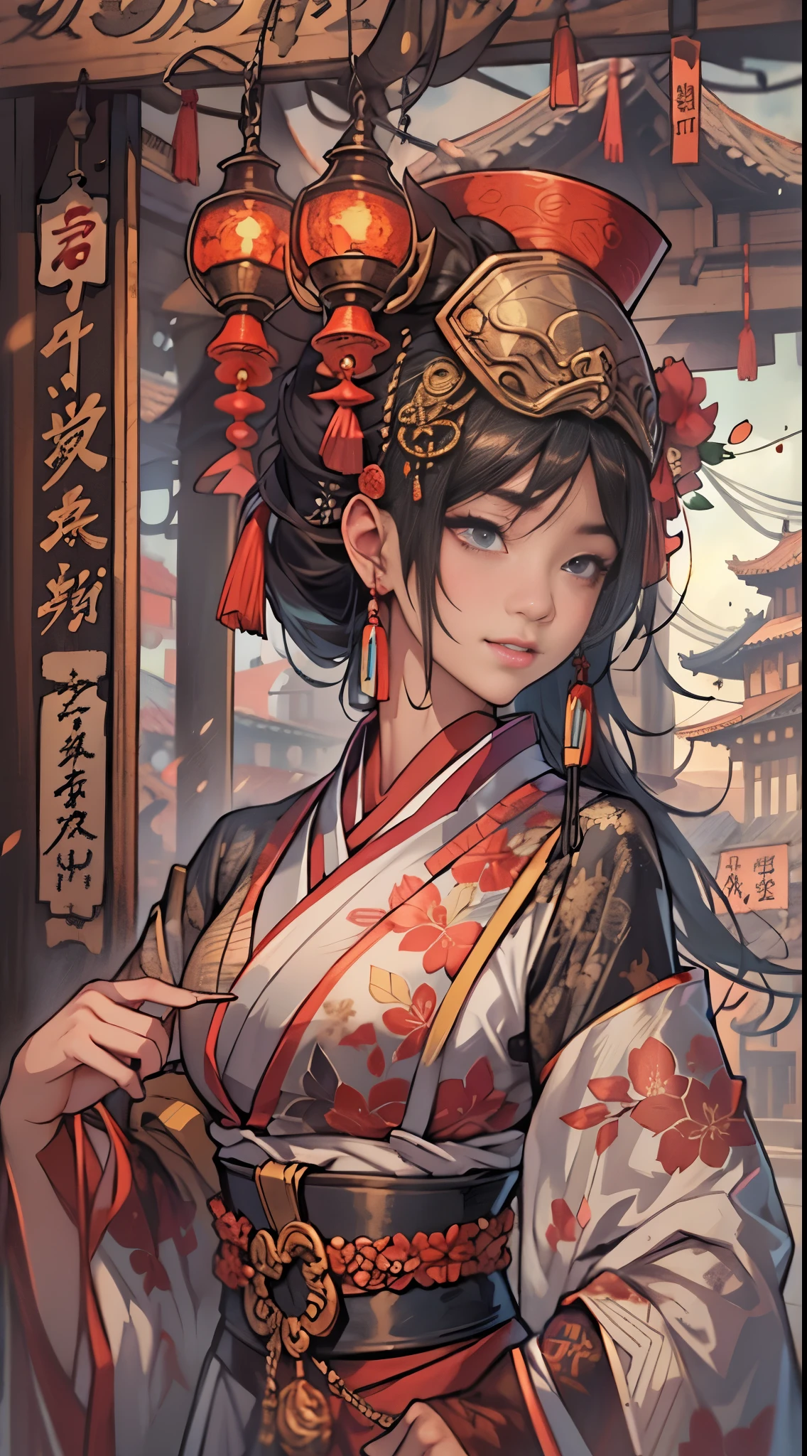 A woman in a kimono outfit with a fan in her hand - SeaArt AI