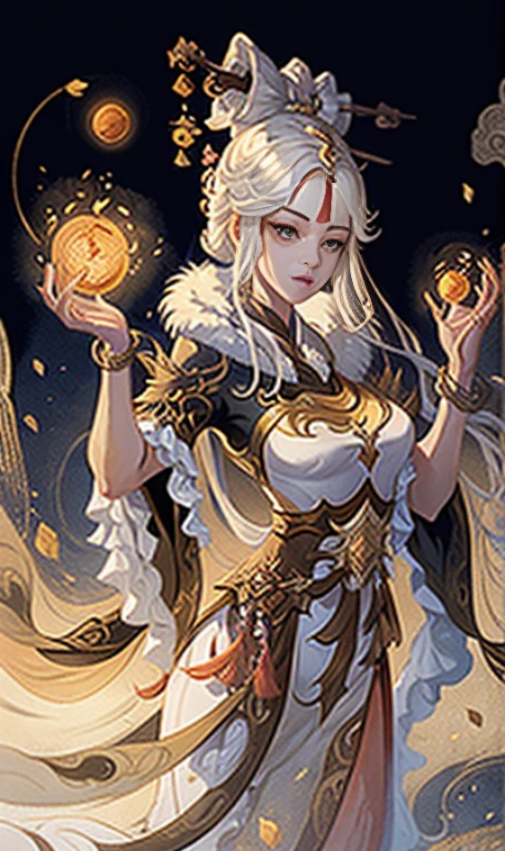 A girl, ancient Chinese costume, sunshine, clear face, clean white background, masterpiece, super detail, epic composition, ultra HD, high quality, extremely detailed, official art, uniform 8k wallpaper, super detail, 32k -- v 6