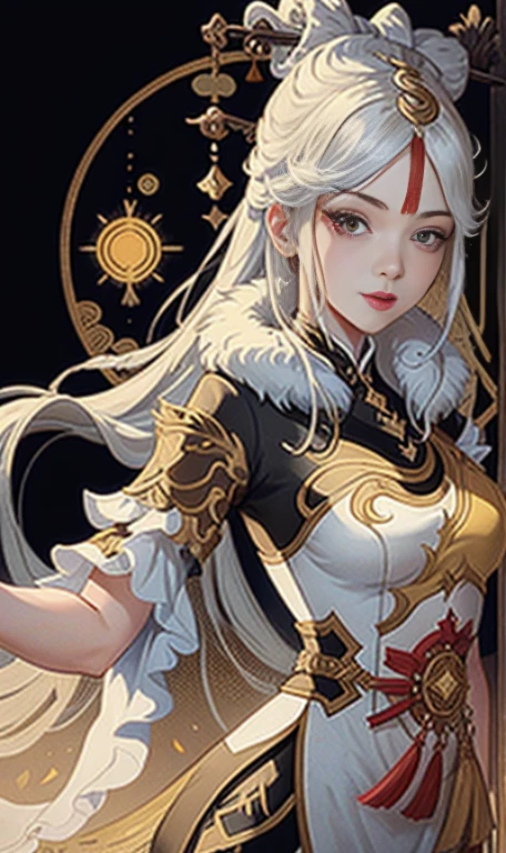 A girl, ancient Chinese costume, sunshine, clear face, clean white background, masterpiece, super detail, epic composition, ultra HD, high quality, extremely detailed, official art, uniform 8k wallpaper, super detail, 32k -- v 6