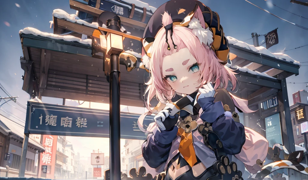 Anime girl with long pink hair and blue eyes standing in front of a street sign, cute anime catgirl, Anime visuals of a cute girl, Anime cute art style, 来自Girl Front, Cat ears anime girl, Popular topics on artstation pixiv, Cute Anime Girls, beautiful anime catgirl, finely detailled. Girl Front, Girl Front风格, Guys