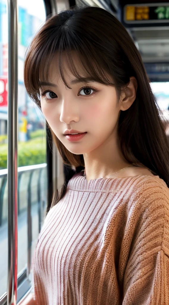 woman wearing a blue sweater、long-sleeve