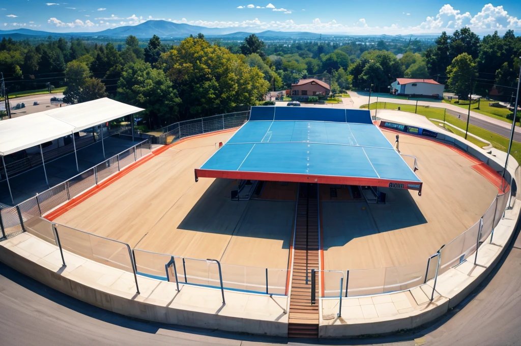 Aeriel view of skate park