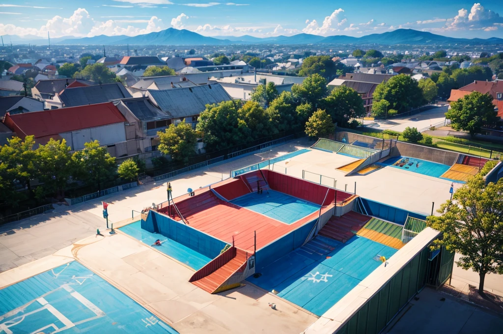 Aeriel view of skate park