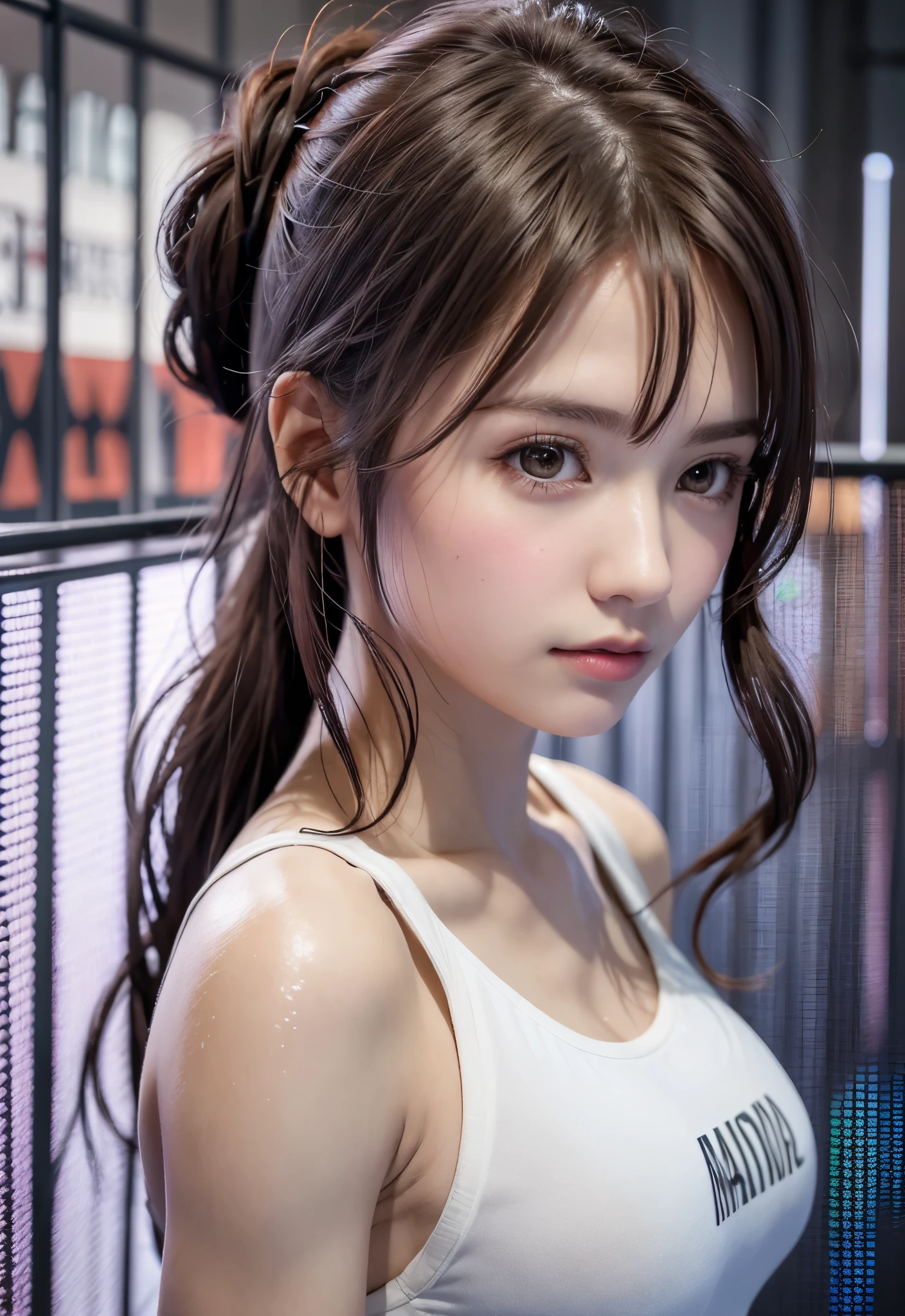 1girl, woman, masterpiece, best quality, highest quality, (volumetric lighting), extremely detailed CG unity 8k wallpaper, focused, 8k wallpaper, extremely detailed, ultra realistic, photorealistic, sharp focus, absurdres, (HDR:1.2), (high contrast), photograph, detailed and intricate, instagram, portrait, highly detailed, digital painting, artstation, concept art, smooth, sharp focus, illustration, natural big breast, medium shoulder, looking at the viewer, knit strap tank top, twintails hair, beautiful eyes.