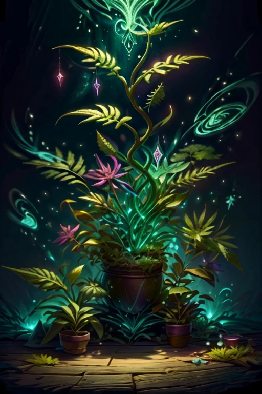 Colorful plants, glowing plants, magia, fern, magia plant