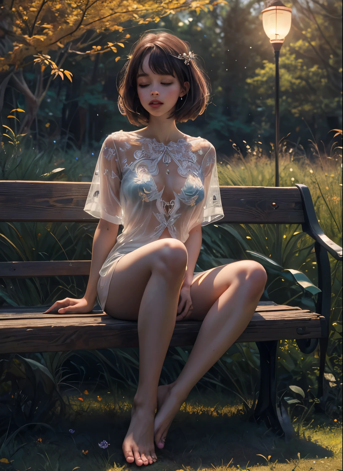 1sexy girl with forest clothes, flowers, leaves, mandalas, fractal,, Sleeping Beauty, by Bella🦋 full body, beautiful girl sleeping, room with mirror, girl sleeping on bed and sheets, old clock and lamp on table, full body, black hair, Transparent clothing,open legs, view of pubic hair, 1 sexy girl in transparent forest clothes,exposed breasts, open transparent t-shirt,mandala and flower tattoos, La mejor calidad, Obra maestra, llustration, muy delicado y hermoso, muy detallado, CG, Unidad, Fondo de pantalla de 8k, ridiculous, huge filesize, lente muy ancha, Luz suave,Sleeping Beauty, by Bella🦋 full body, beautiful girl sleeping, full body, black hair, Transparent clothing, slight smile,open legs, view of pubic hair, 1 sexy girl in transparent forest clothes,exposed breasts, open transparent t-shirt,mandala and flower tattoos, transparent clothing, transparent clothing shows naked body, beautiful vagina, vagina with soft hairs, closed eyes, Latin girl sitting on park bench, girl sitting on garden bench, oil painting, floating hourglass, ((hourglass in woman's hand)), latin tanned skin, full moon night sky, autumn leaves falling, autumn leaves in the wind, black and brown hair, long hair floating in the wind, girl looking at hourglass,nsfw,((Felicity Jones)), (sensual), (Extremely beautiful), (erotic:1.2), (sublime:1.0), (Extremely sensitive:1.0), (wise and understanding:1.2), (feminine:1.2), ( intricate: 1.2), (masterpiece),Extremely detailed, hyper-realistic, deep shadows and brilliant highlights, perfectly detailed face, (transparent), (accentuated curves), slim build, perfect slim thighs, perfect feet, the whole body is shown,(high quality), (extremely delicate and beautiful), (natural postures, natural expression), (skin teeth), (realistic shiny hair, realistic shiny skin, realistic shiny eyes, detailed eyes), (realistic skin tone, textured skin, skin pores), (radiant complexion, distinctive facial features, realistic facial feat,((bare feet stepping on grass))